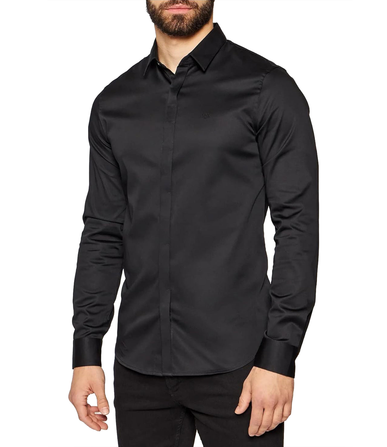A|X Armani Exchange Camicia Manica Lunga Uomo Mod. 8NZCBD ZN10Z 1200 Black Nero