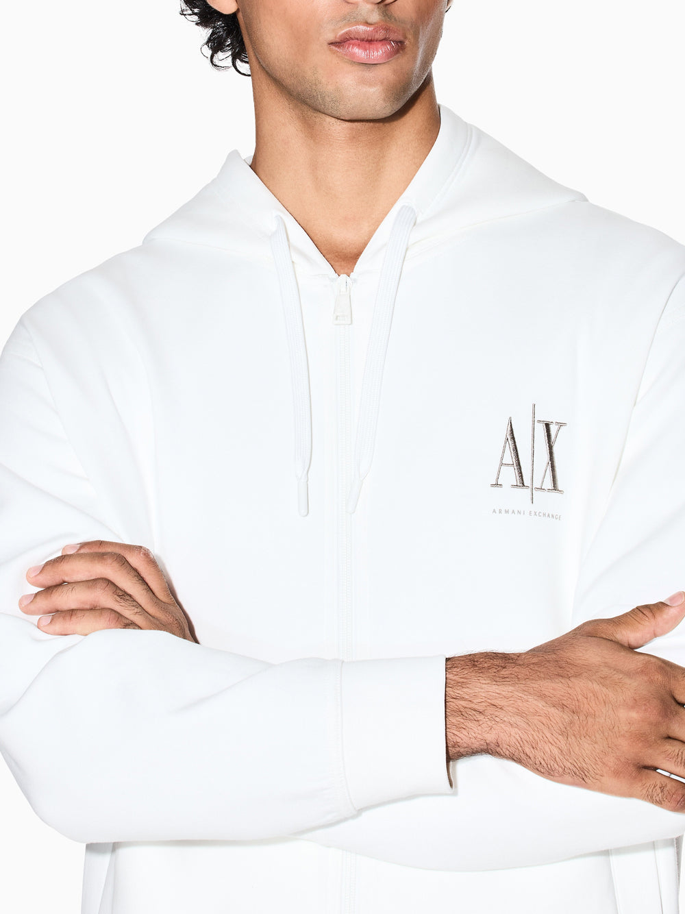 Felpa Zip Armani Exchange da Uomo - Bianco