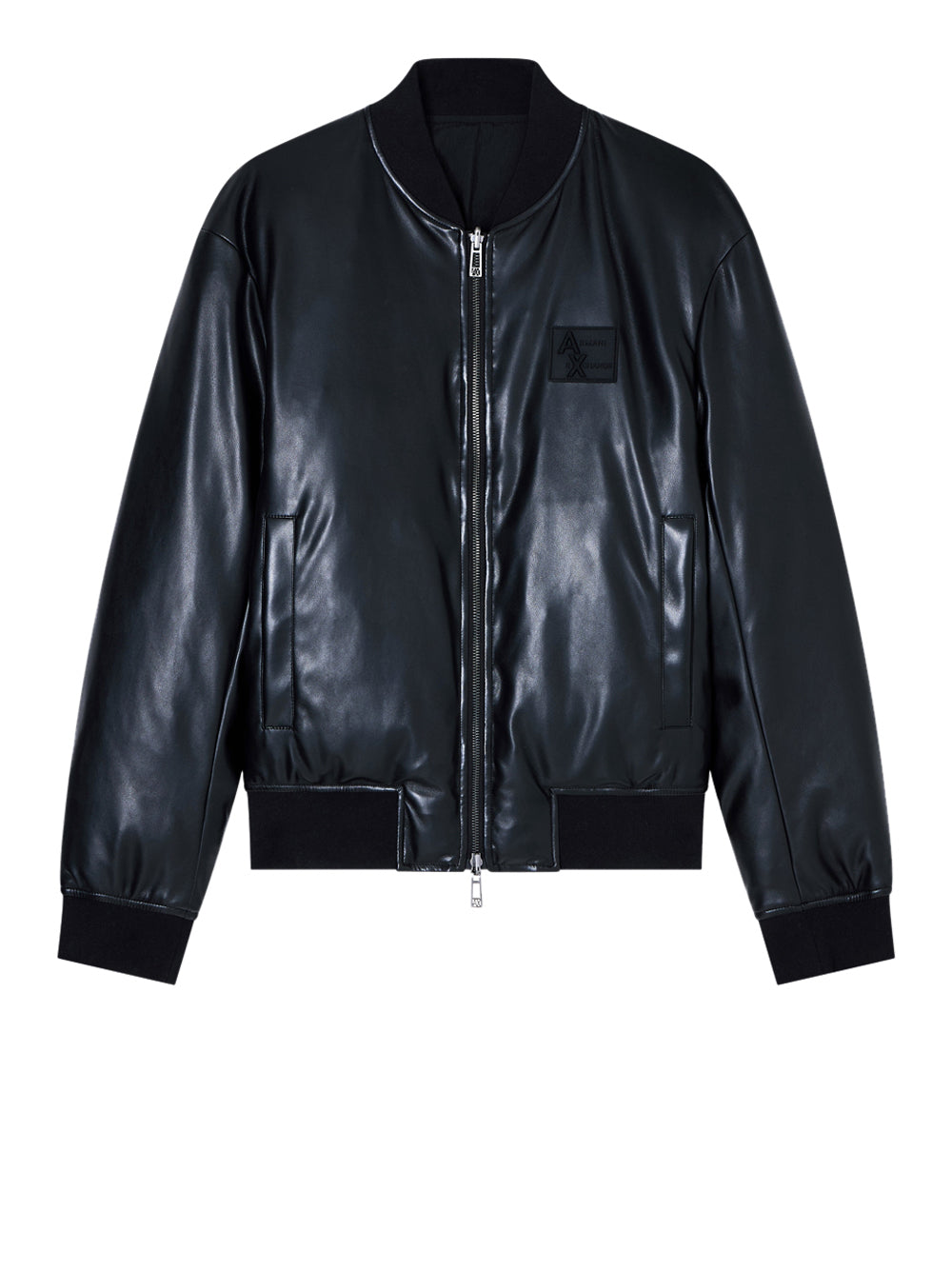 Giubbino di Pelle Armani Exchange Ecopelle da Uomo - Nero