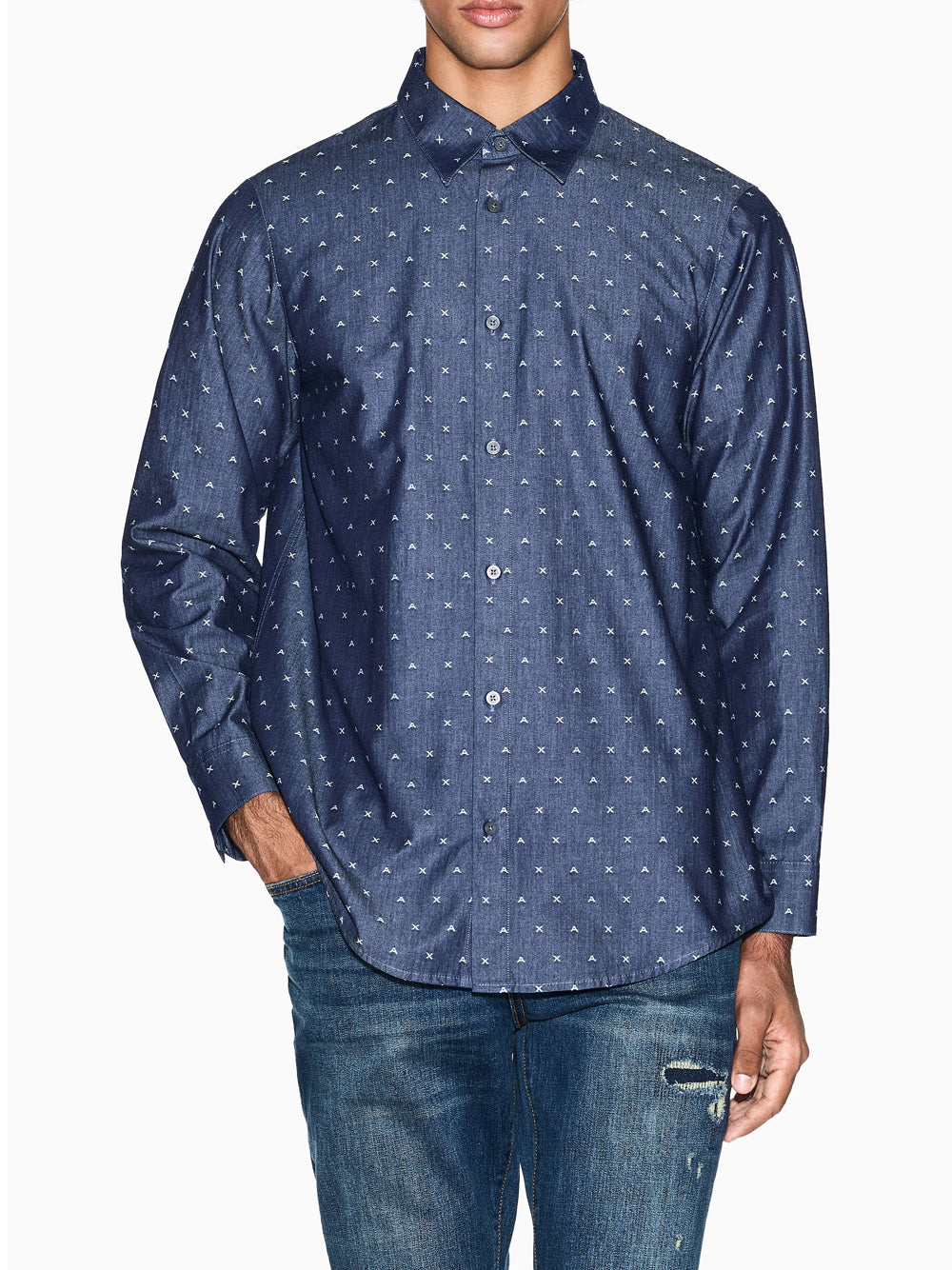 Camicia Casual Armani Exchange da Uomo - Blu