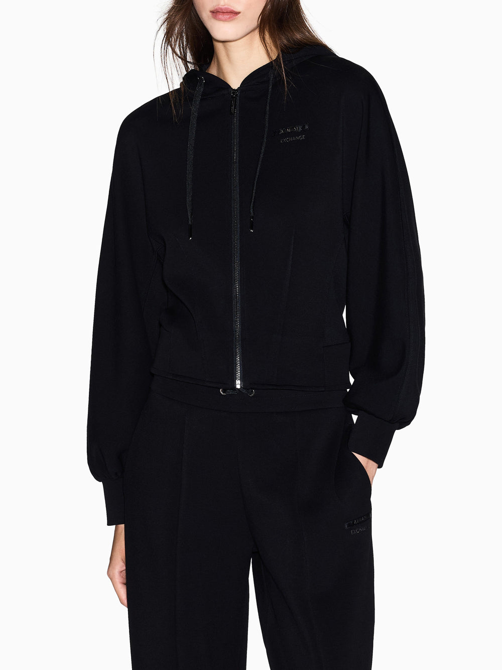 Felpa Zip Armani Exchange da Donna - Nero