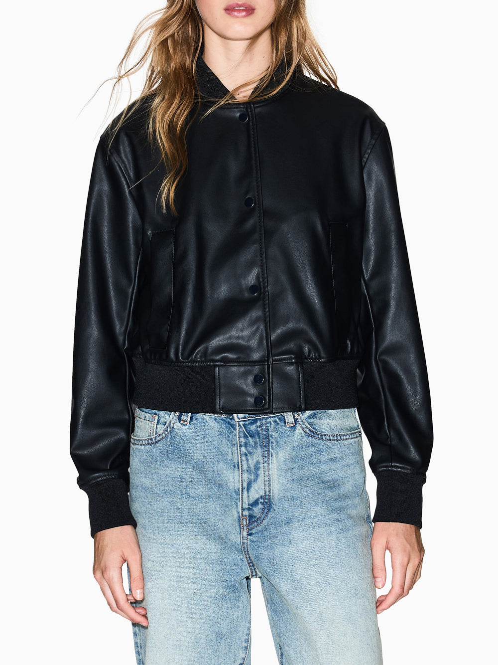 Bomber Armani Exchange Ecopelle da Donna - Nero
