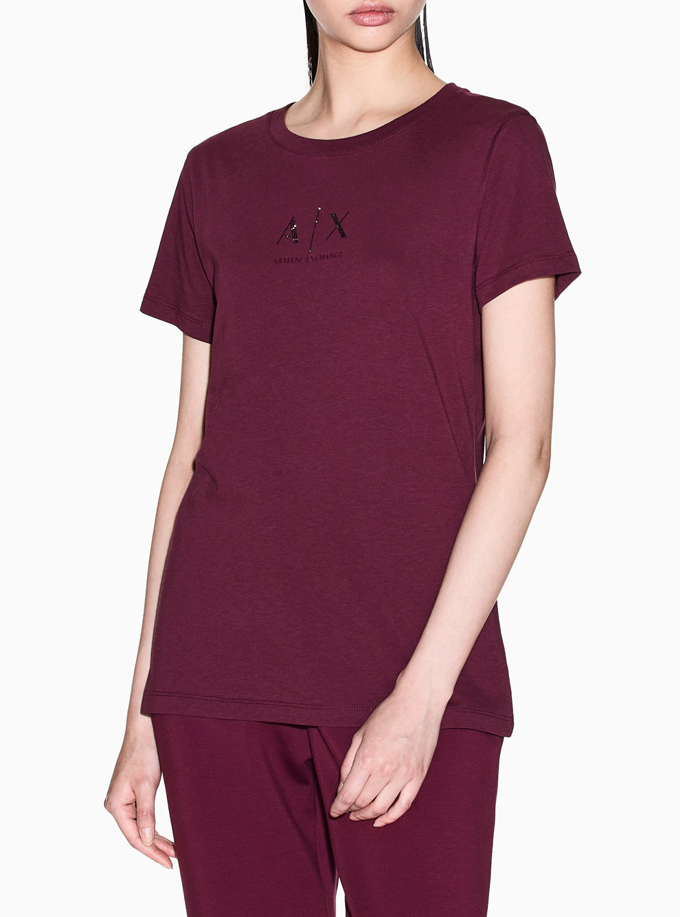 T-shirt Armani Exchange da Donna - Bordeaux