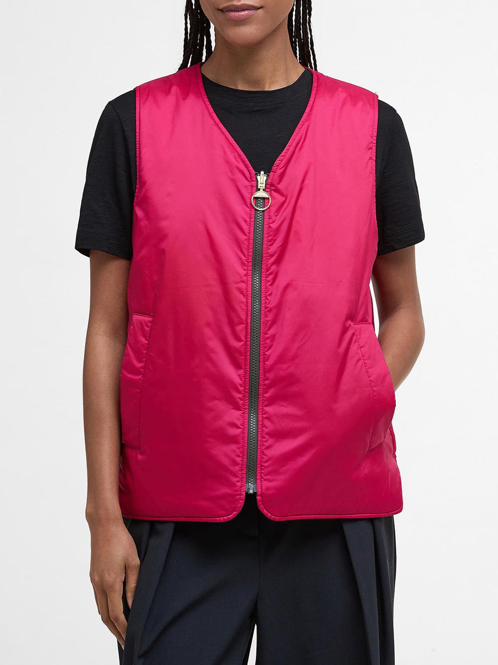 Smanicato Barbour Reversible Liner da Donna - Rosso Verde