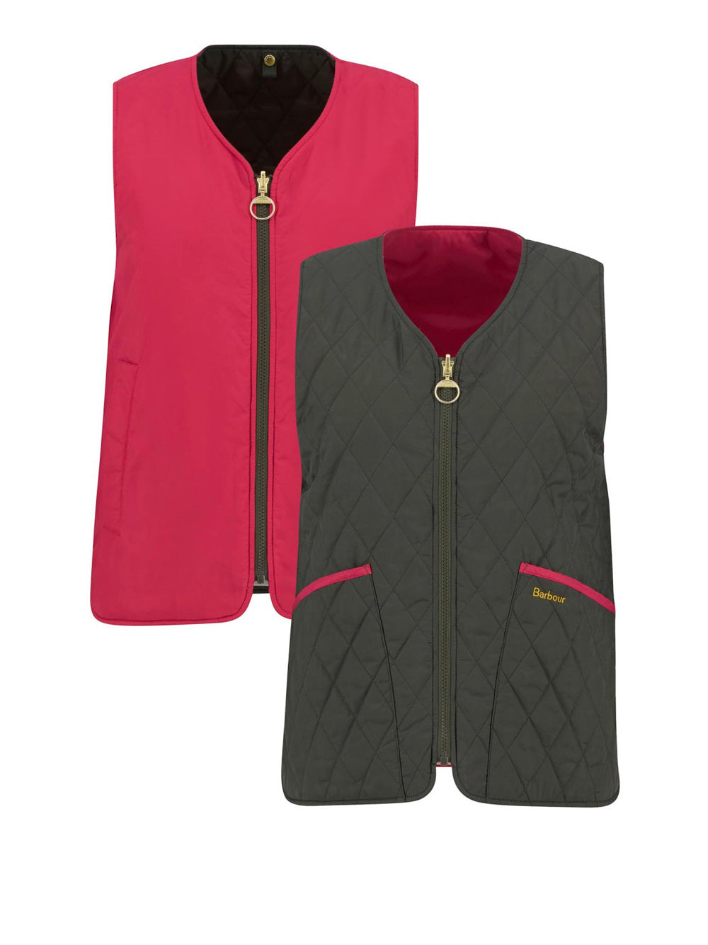 Smanicato Barbour Reversible Liner da Donna - Rosso Verde