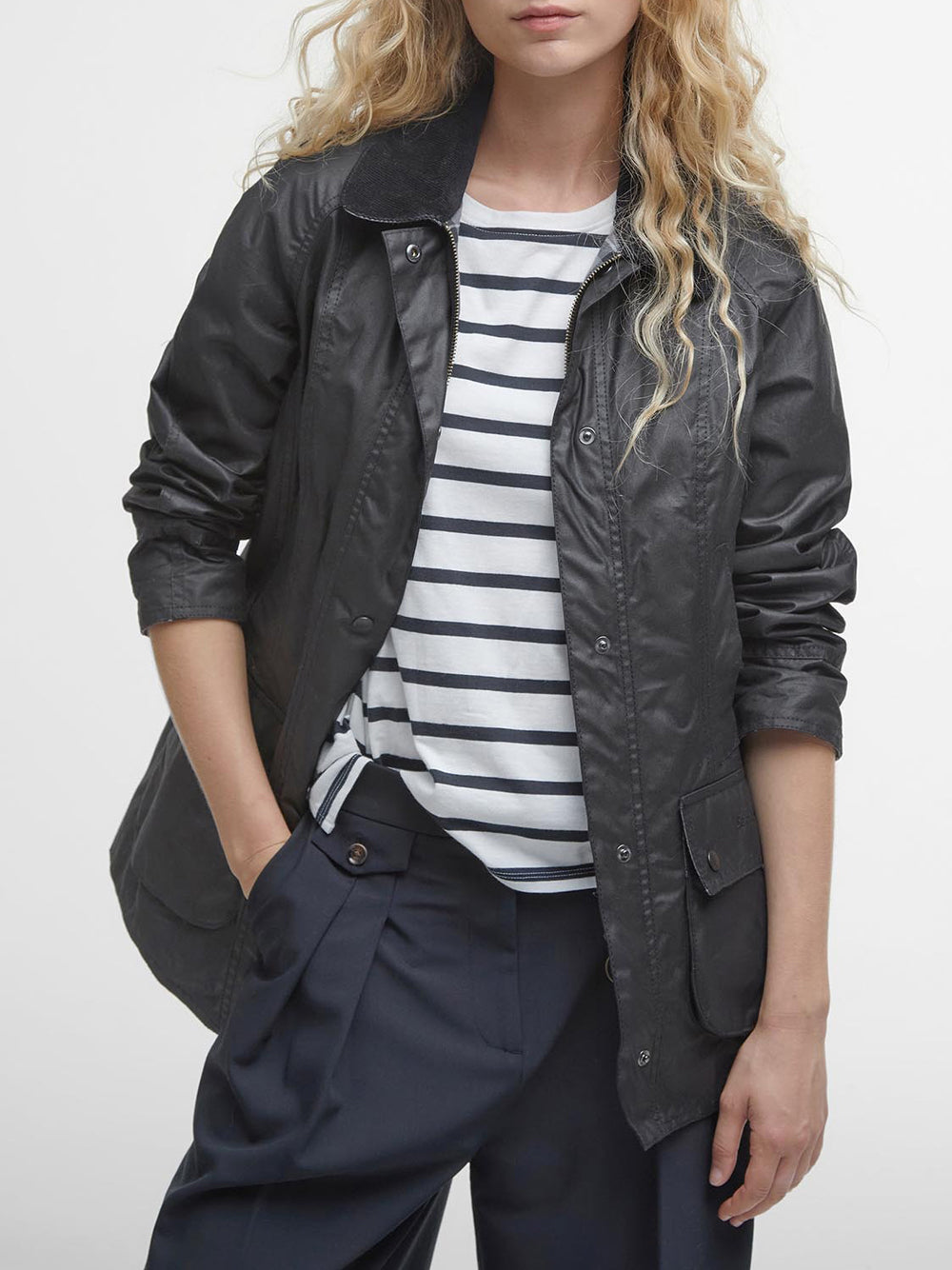 Giubbino Barbour Beadnell Wax da Donna - Nero