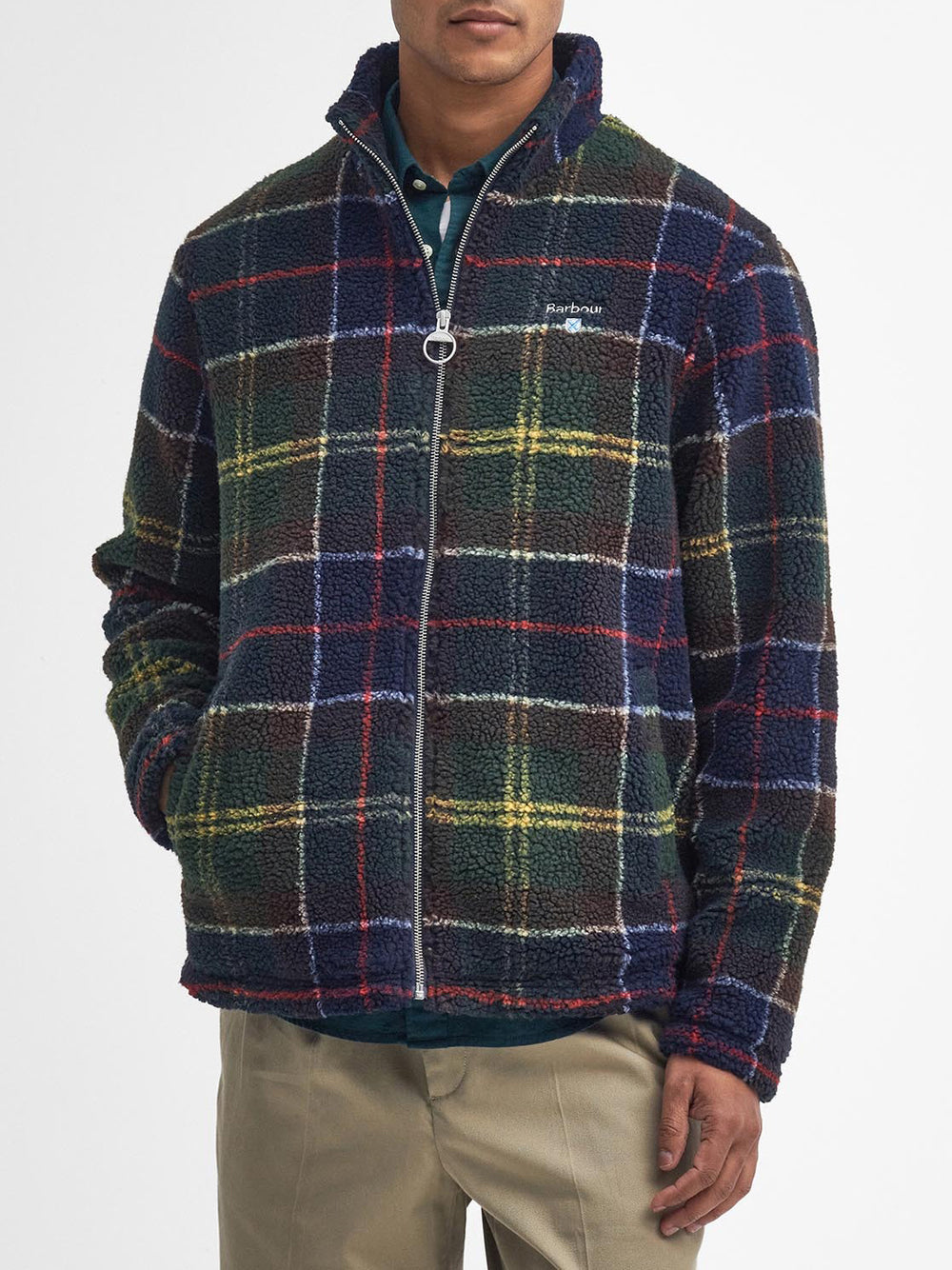 Felpa Zip Barbour Tartan Fleece da Uomo - Verde