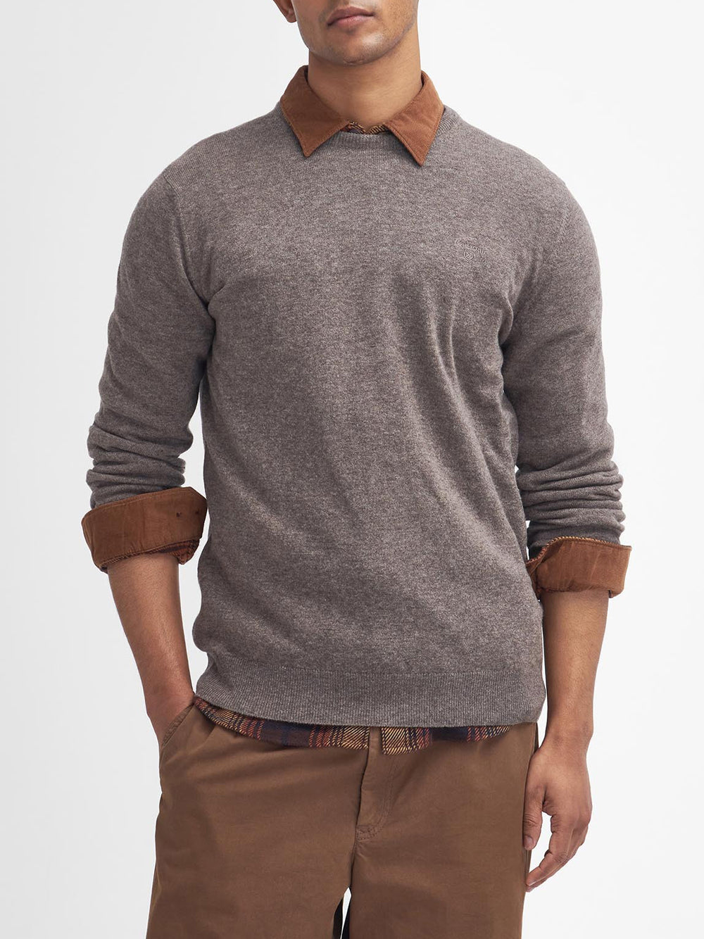 Pullover Barbour Essential Crew da Uomo - Marrone