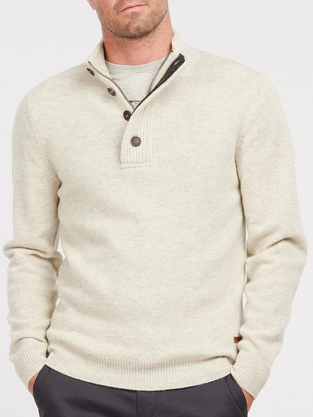 Pullover Barbour Essential Patch da Uomo - Bianco