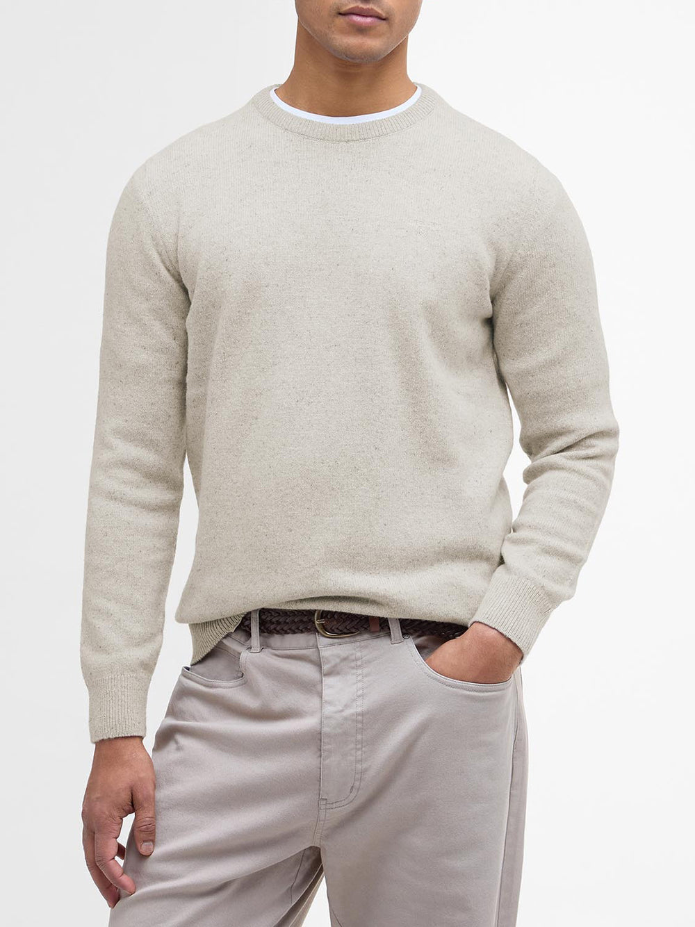 Pullover Barbour Essential Tisbury Crew da Uomo - Bianco
