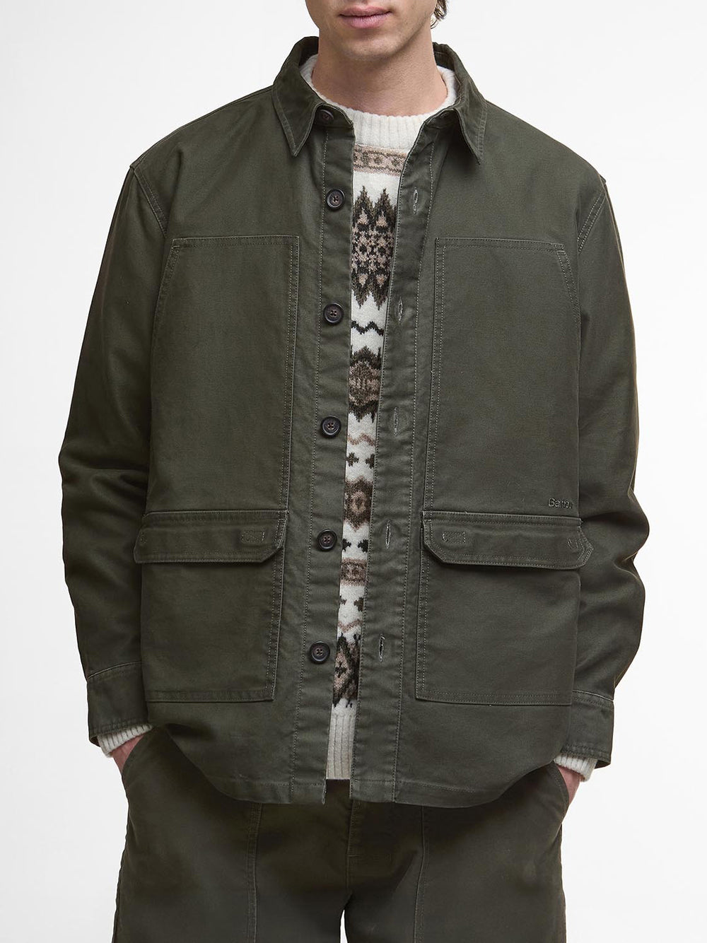 Giubbino Barbour Newbirch Sateen Overshirt da Uomo - Verde
