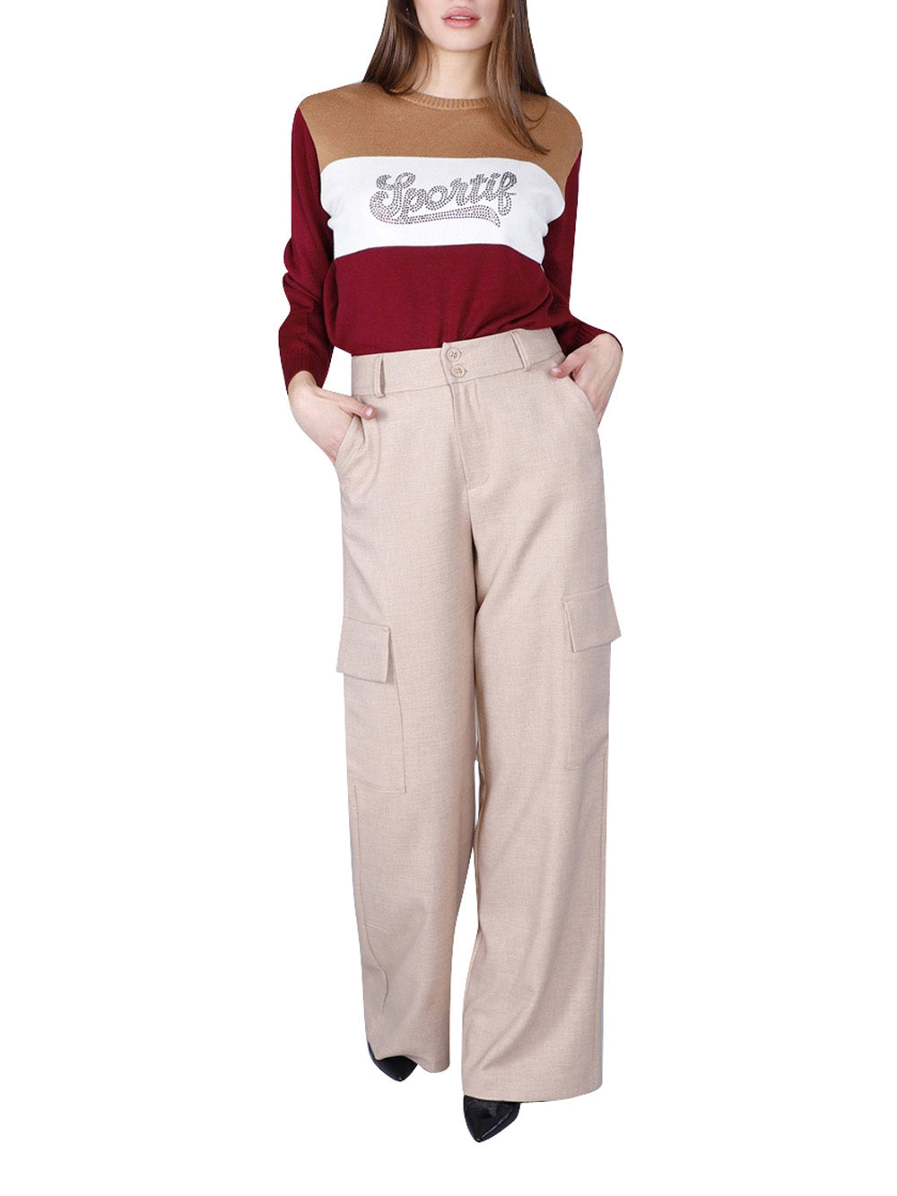 Pantalone Cargo CafèNoir da Donna - Beige
