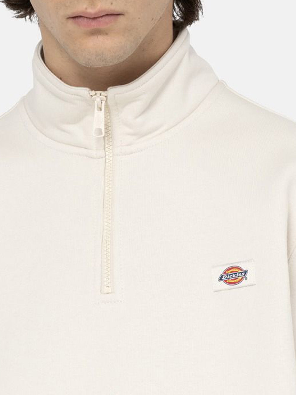 Felpa Zip Dickies Oakport Quarter Zip Heather Gre da Uomo - Avorio