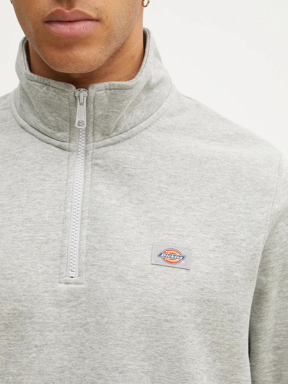 Felpa Zip Dickies Oakport Quarter Zip Heather Gre da Uomo - Grigio