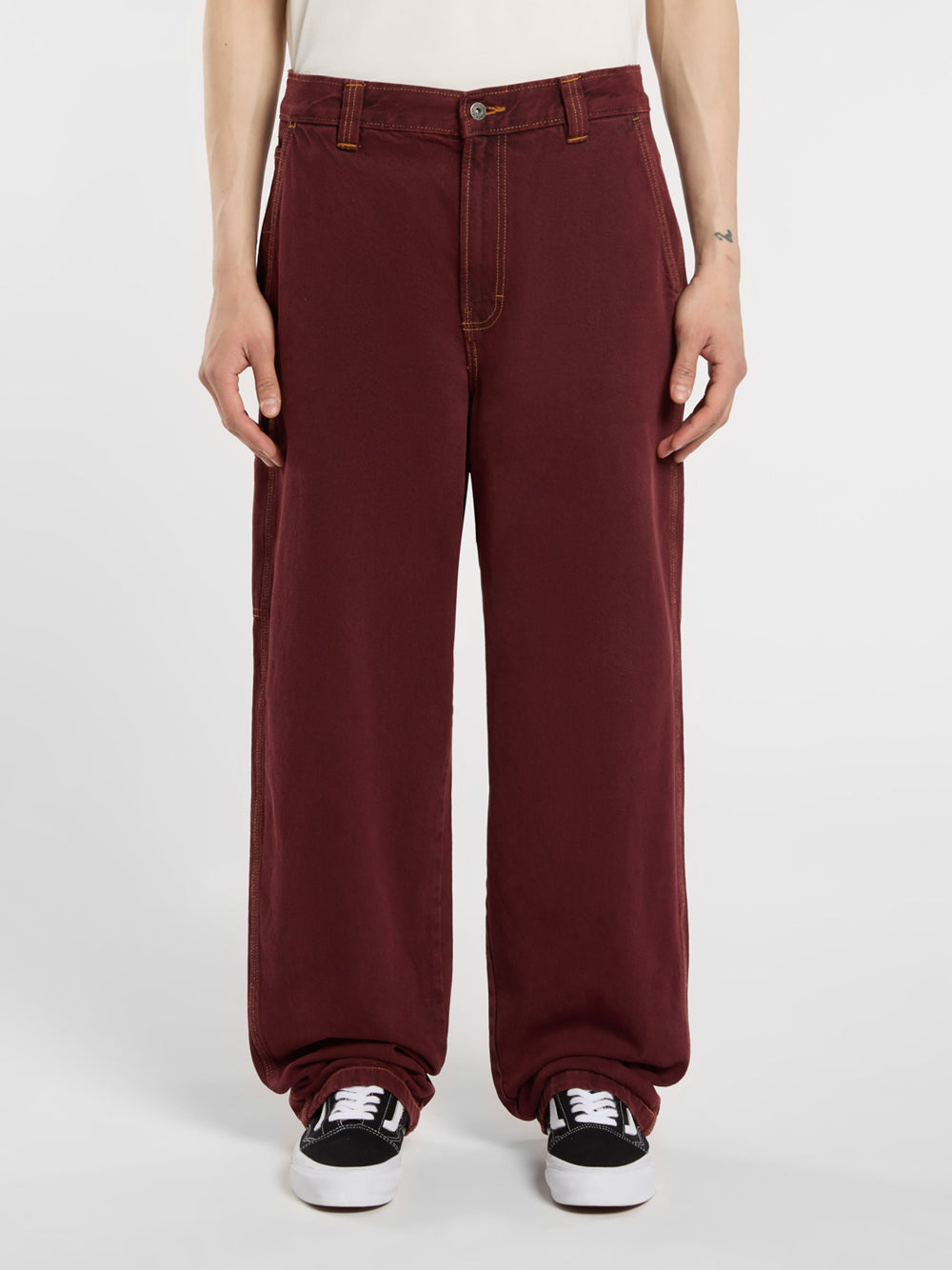 Jeans Straight Dickies Madison Baggy Fit da Uomo - Bordeaux