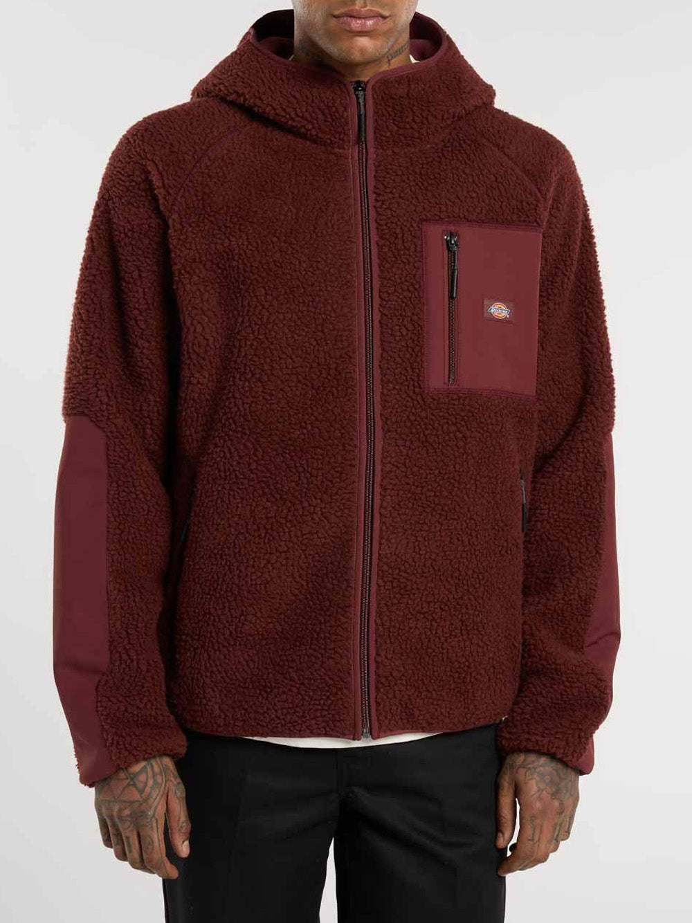 Felpa Zip Dickies Central da Uomo - Bordeaux