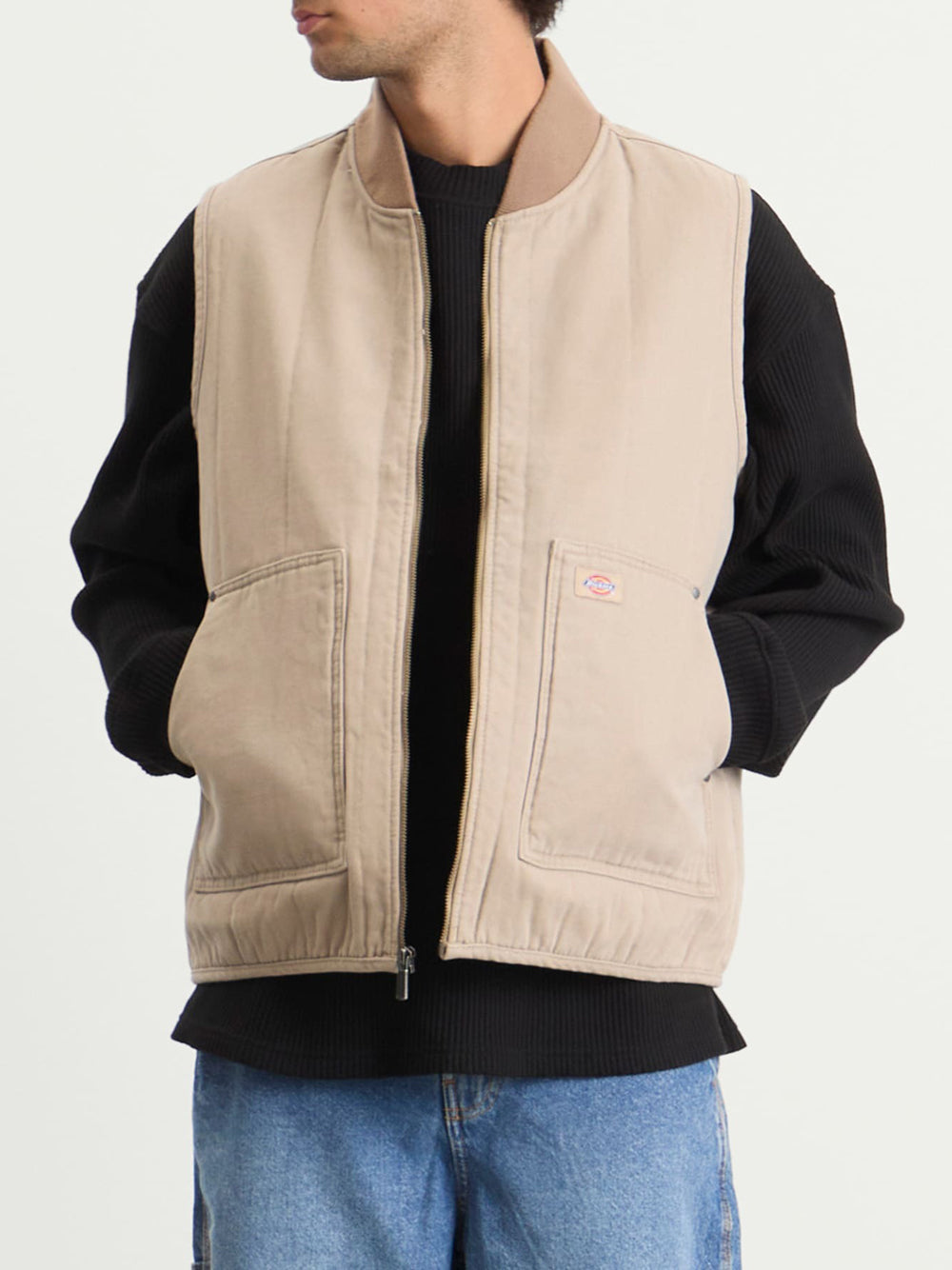 Smanicato Dickies Quilted Canvas Vest da Uomo - Beige
