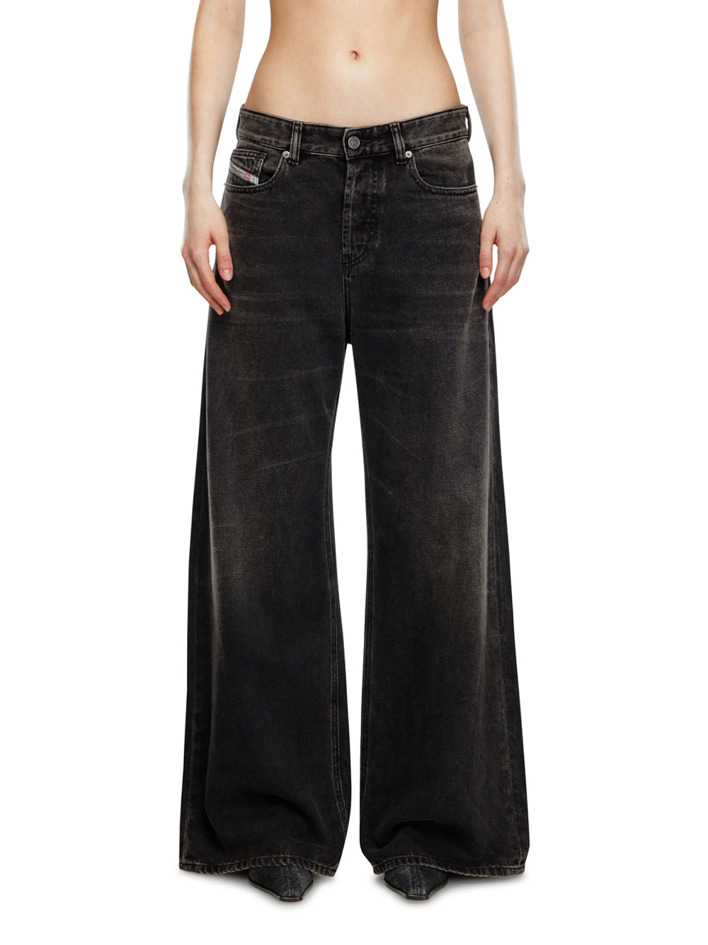 Jeans Wide Diesel Sire da Donna - Nero