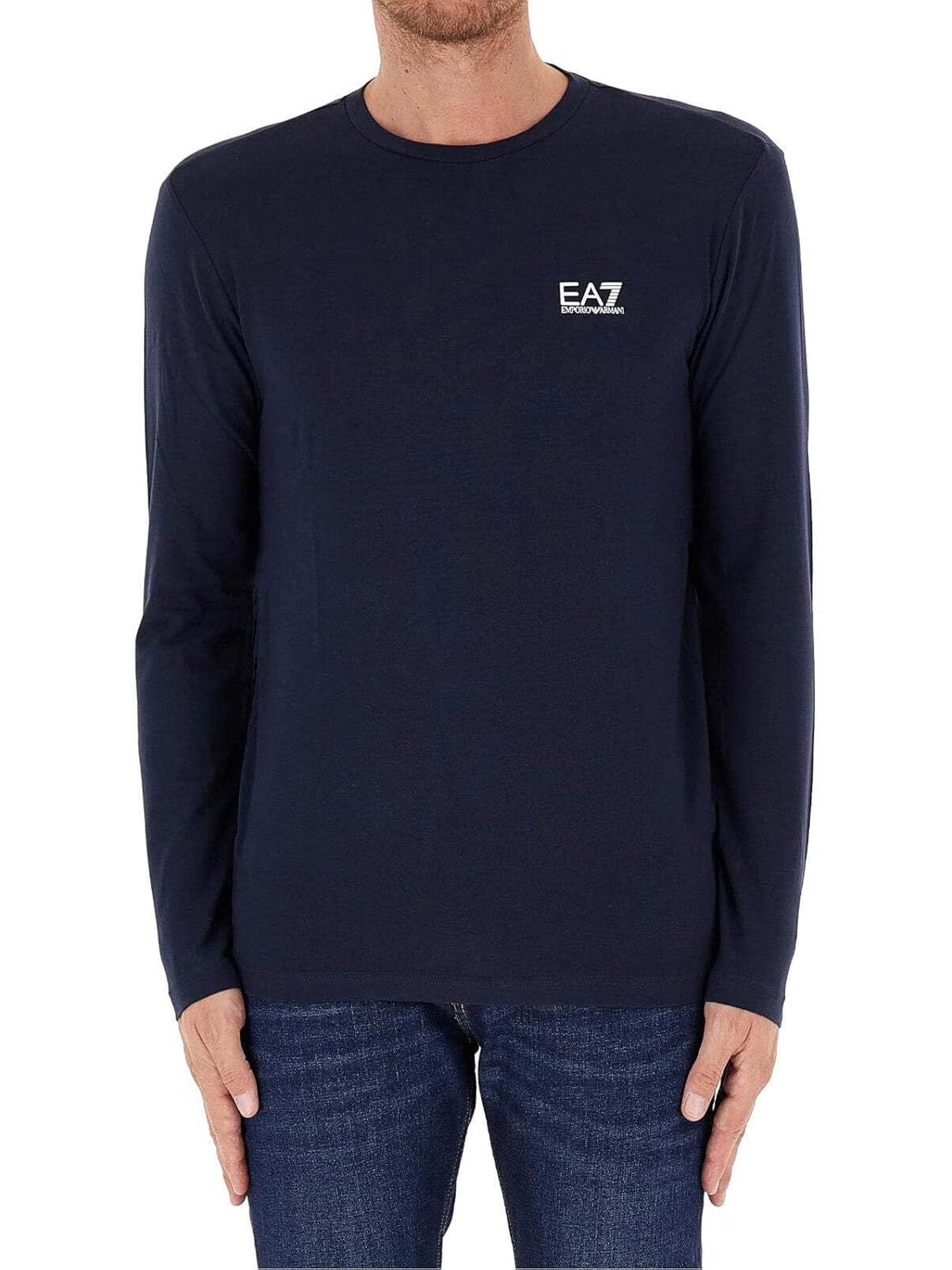 Ea7 Emporio Armani T-shitr Manica Lunga Uomo Mod. 8NPT28 PJVQZ 1562 Blu