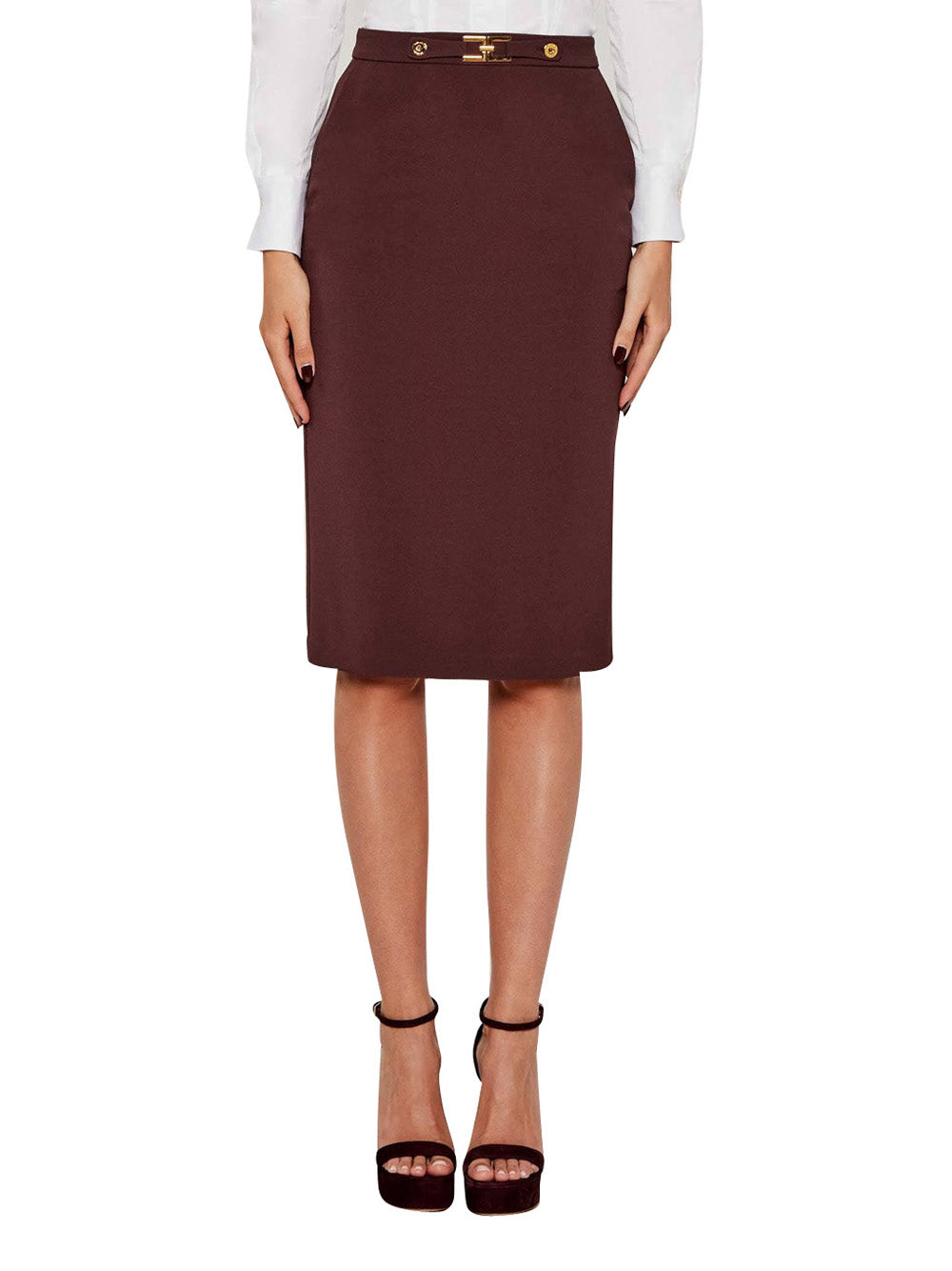 Gonna Midi Elisabetta Franchi da Donna - Merlot Bordeaux