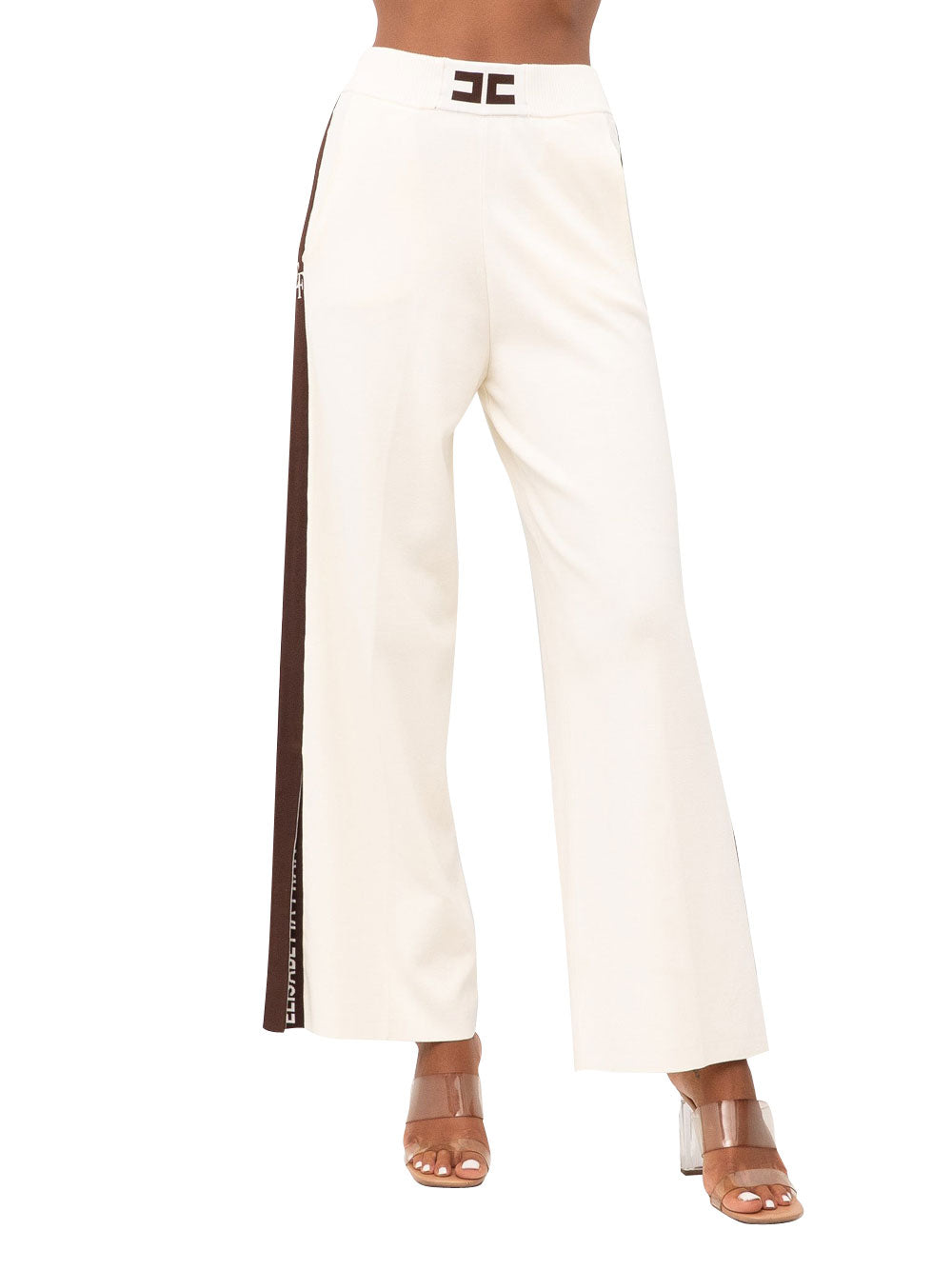 Pantalone Palazzo Elisabetta Franchi da Donna - Milk Coffee Avorio