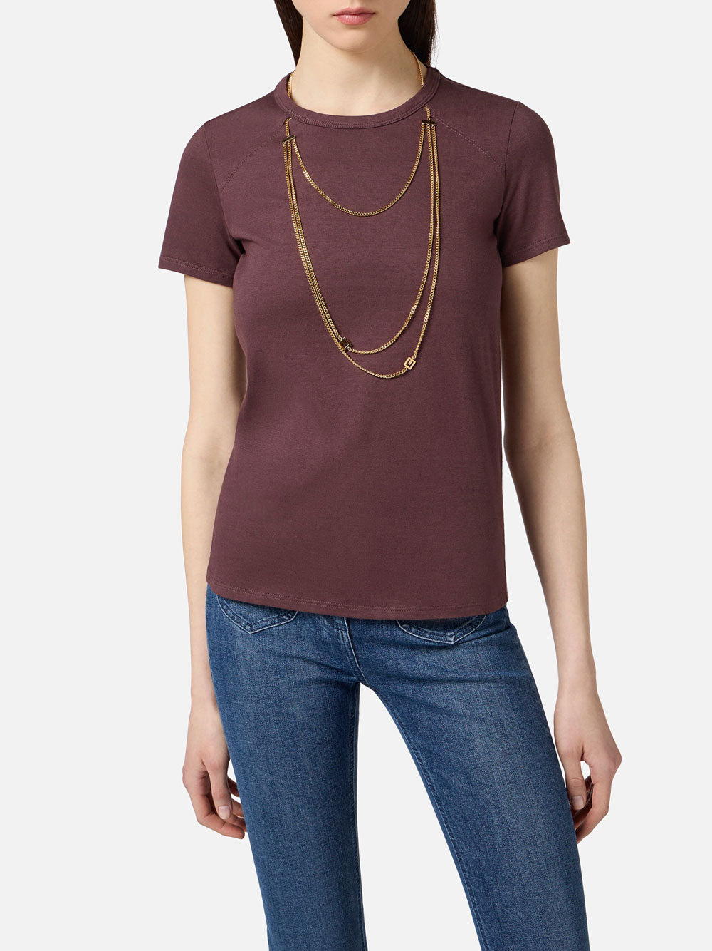 T-shirt Elisabetta Franchi da Donna - Merlot Bordeaux
