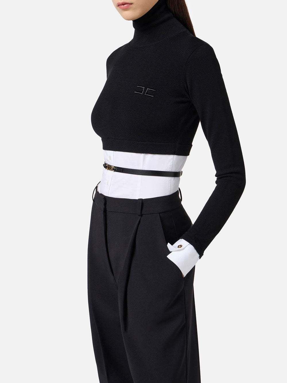 Maglia Collo Alto Elisabetta Franchi da Donna - Bianco Nero
