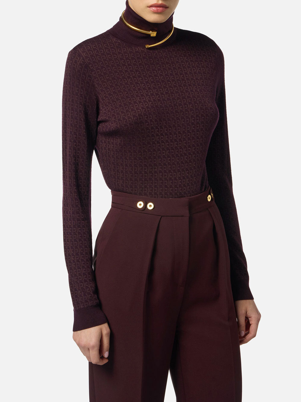 Maglia Collo Alto Elisabetta Franchi da Donna - Merlot Bordeaux