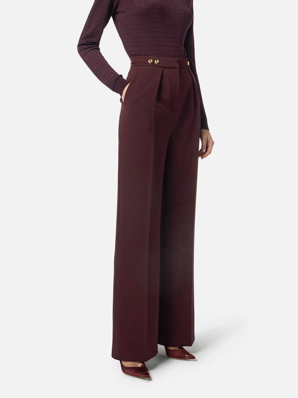 Pantalone Straight Elisabetta Franchi da Donna - Merlot Bordeaux