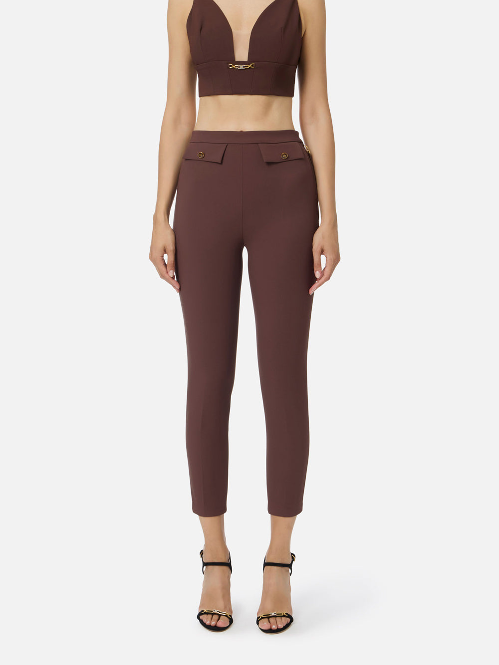 Pantalone Capri Elisabetta Franchi da Donna - Coffee Marrone