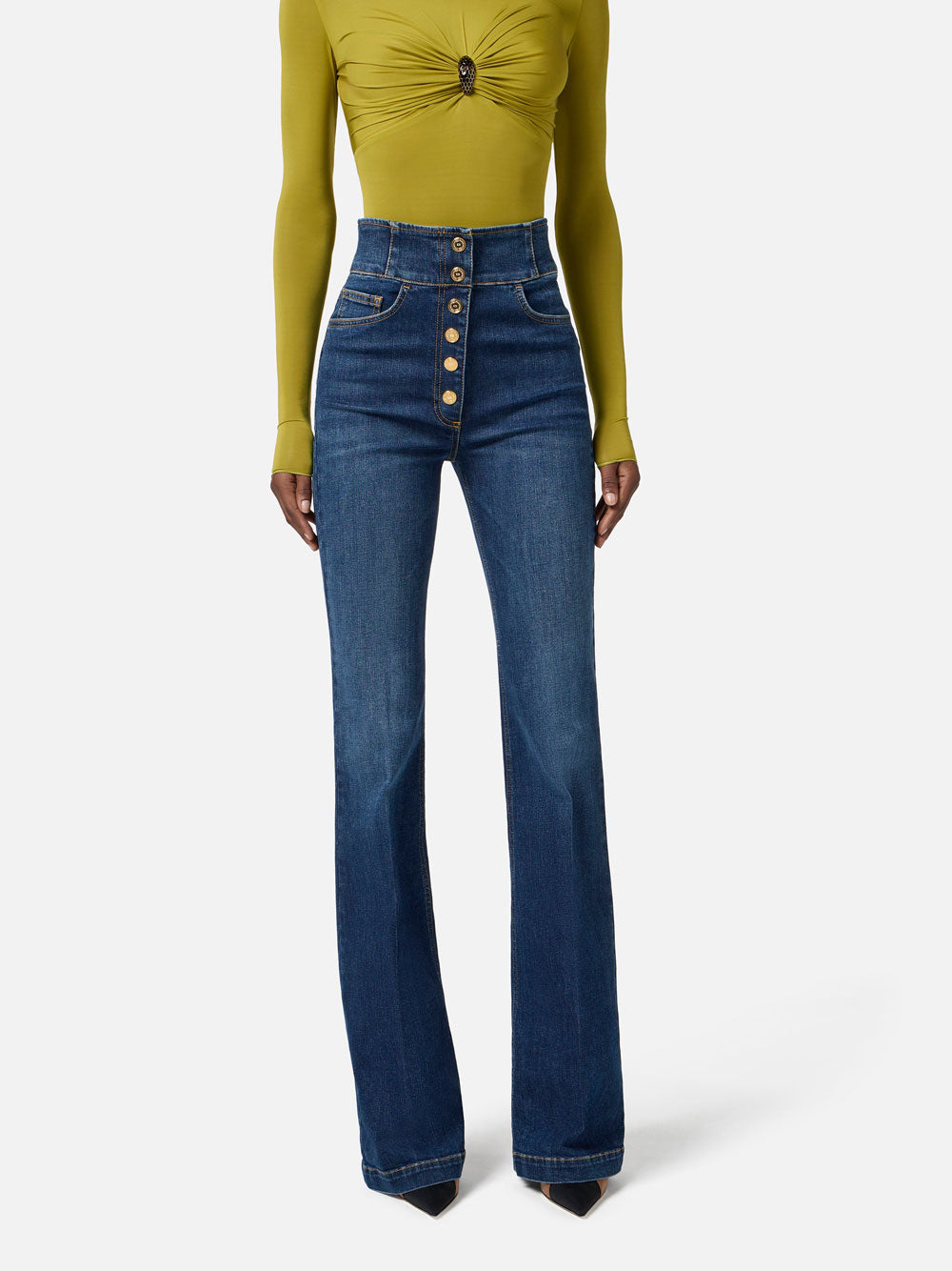 Jeans a Zampa Elisabetta Franchi da Donna - Denim