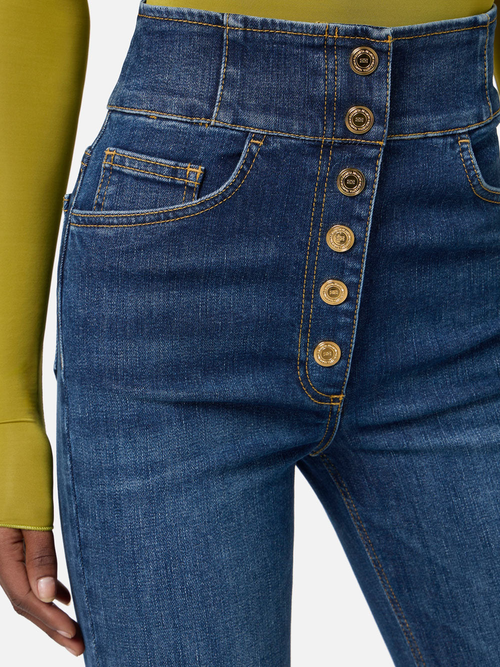 Jeans a Zampa Elisabetta Franchi da Donna - Denim