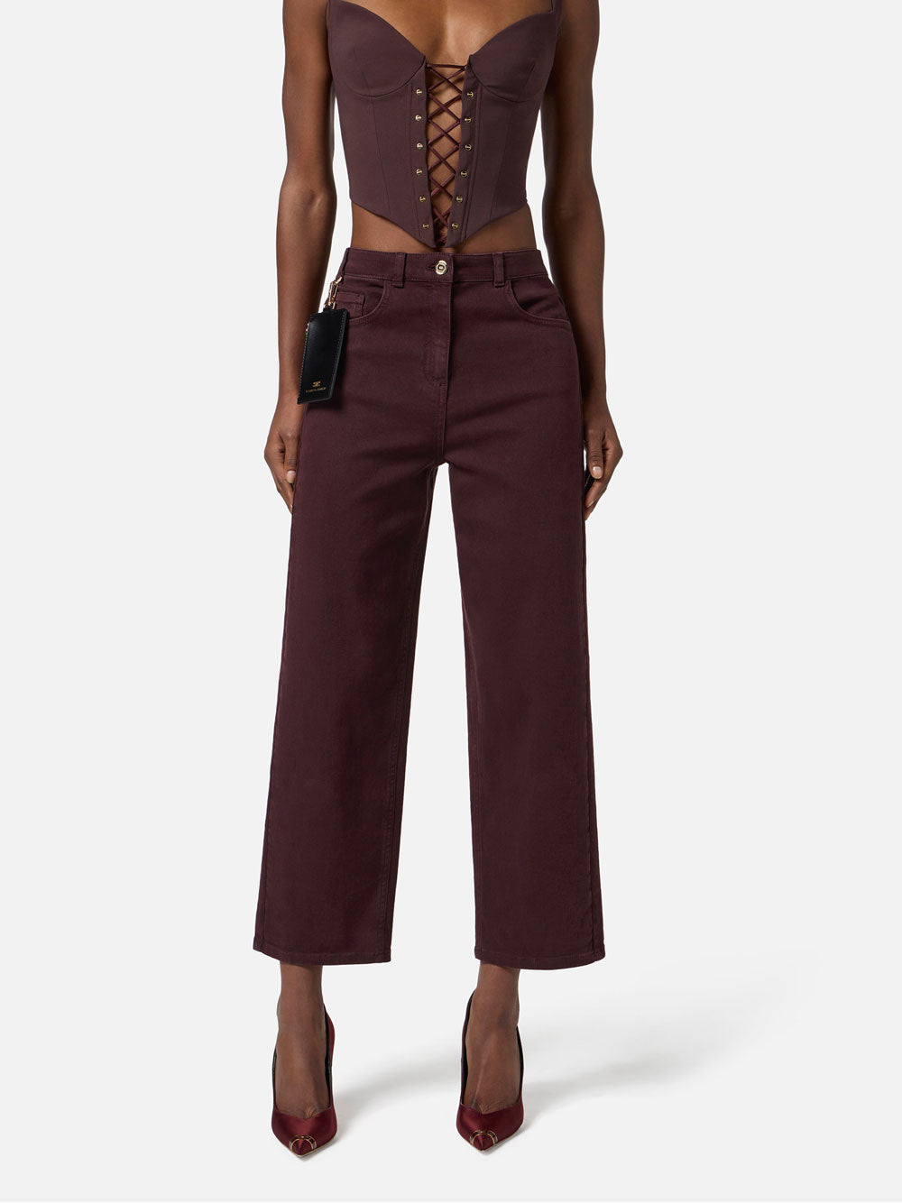 Jeans Boyfriend Elisabetta Franchi da Donna - Merlot Bordeaux