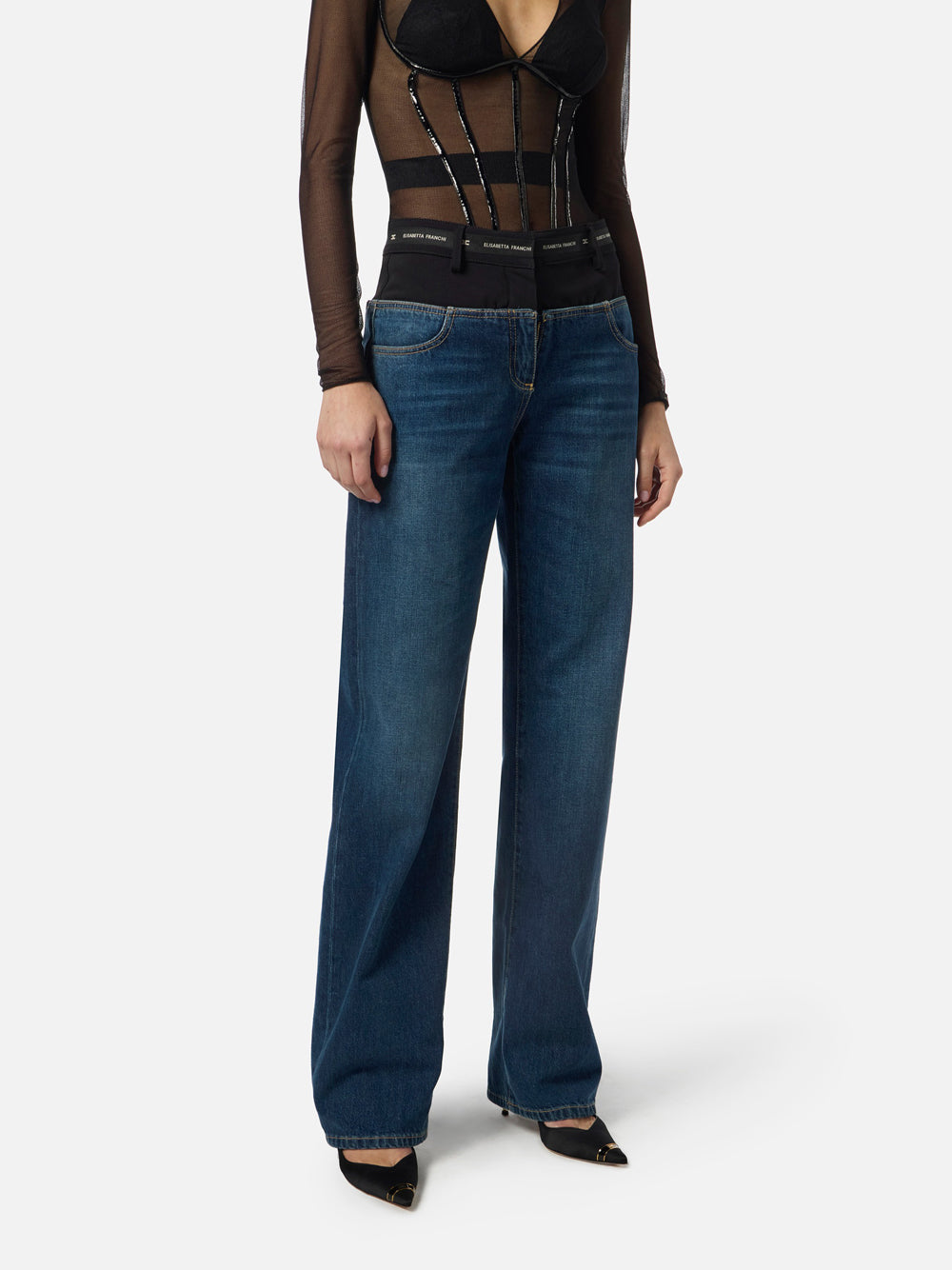 Jeans Wide Elisabetta Franchi da Donna - Denim