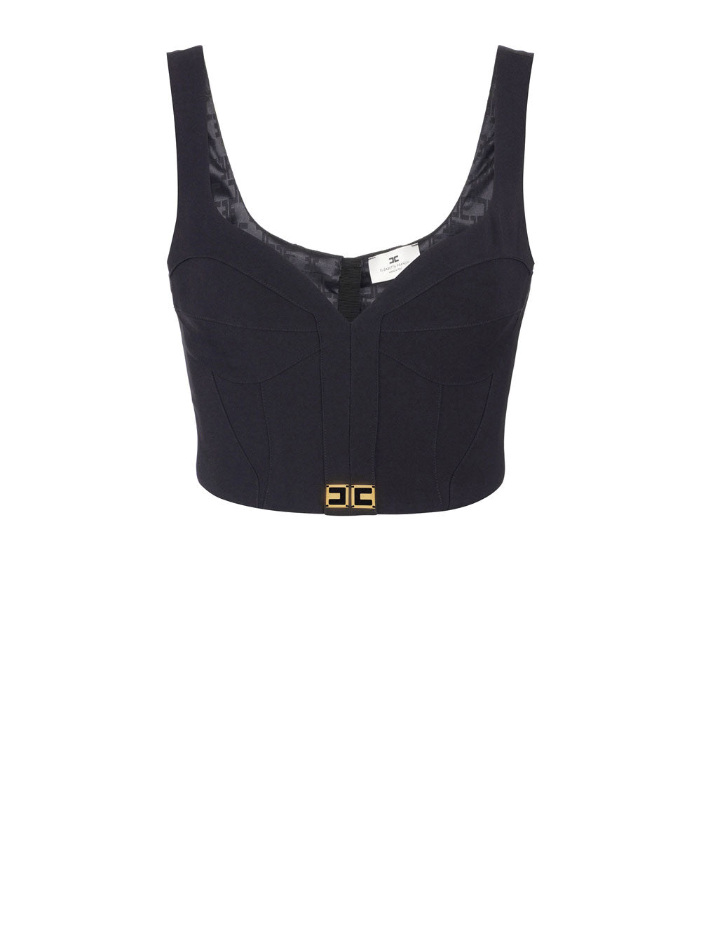 Top Elisabetta Franchi Cropped da Donna - Nero