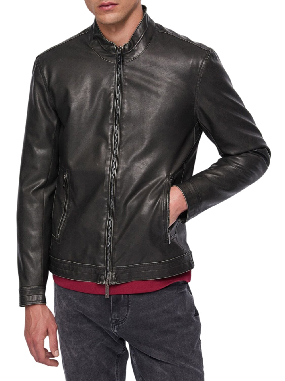 Gaudì Giubbino di Pelle Gaudi Ecologico da Uomo - Nero