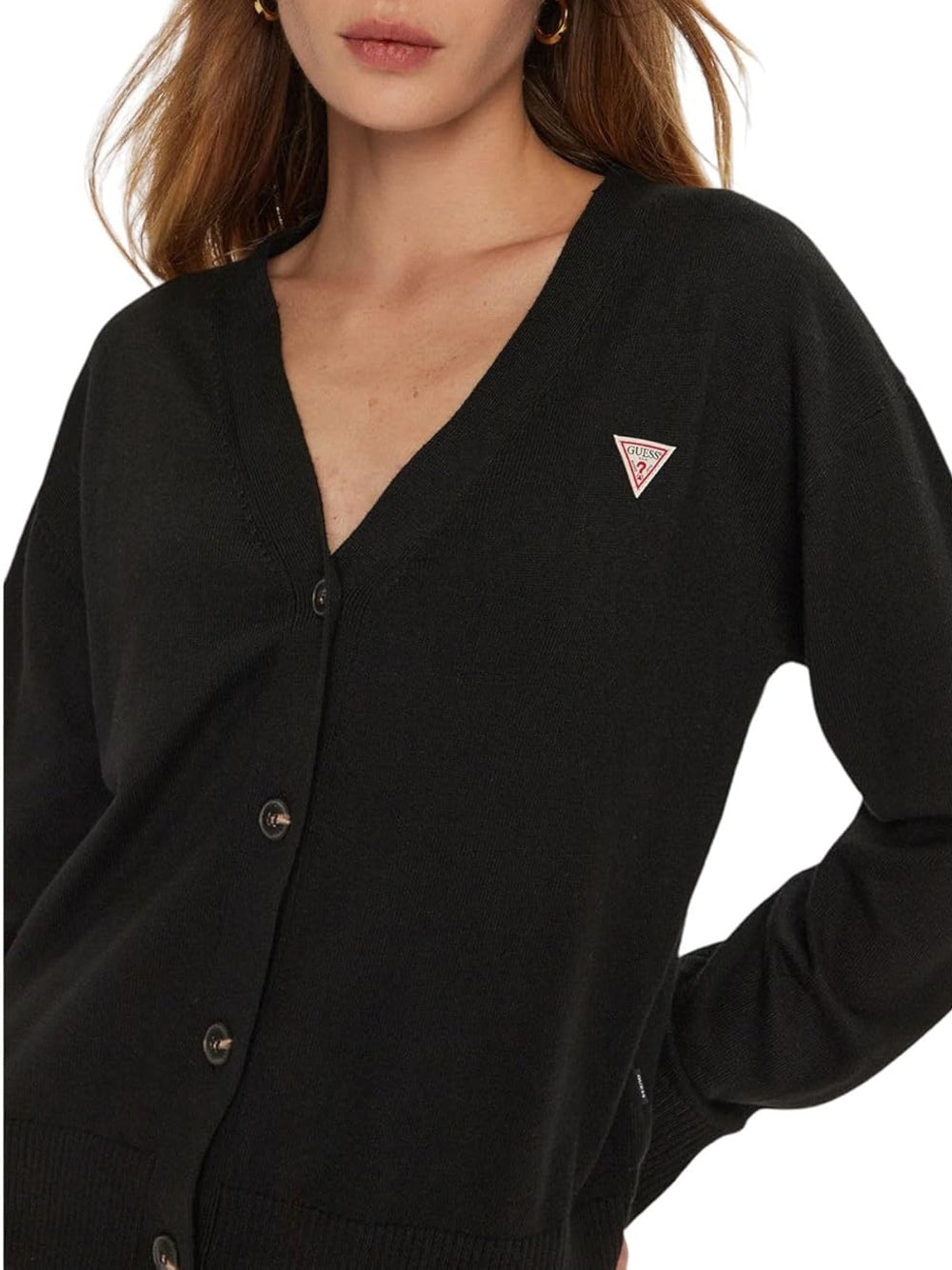 GUESS JEANS Cardigan Donna Mod. W4BR16 Z3HO2 JBLK Nero