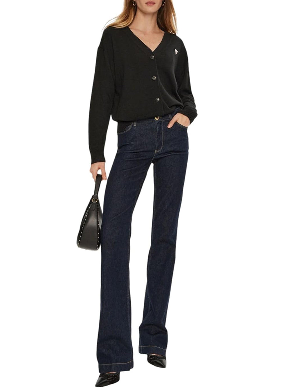 GUESS JEANS Cardigan Donna Mod. W4BR16 Z3HO2 JBLK Nero