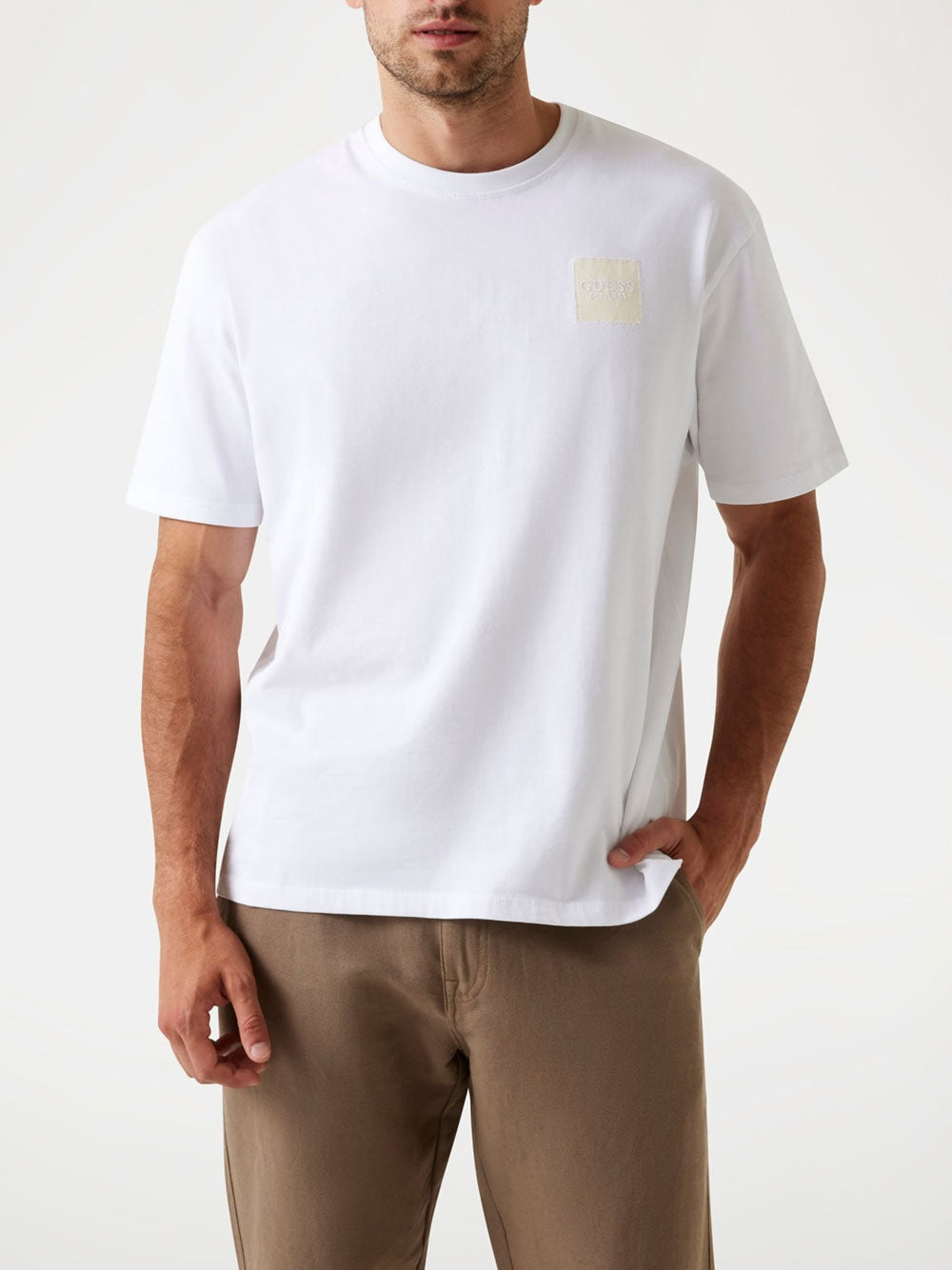 T-shirt Guess Patch At Chest da Uomo - Bianco