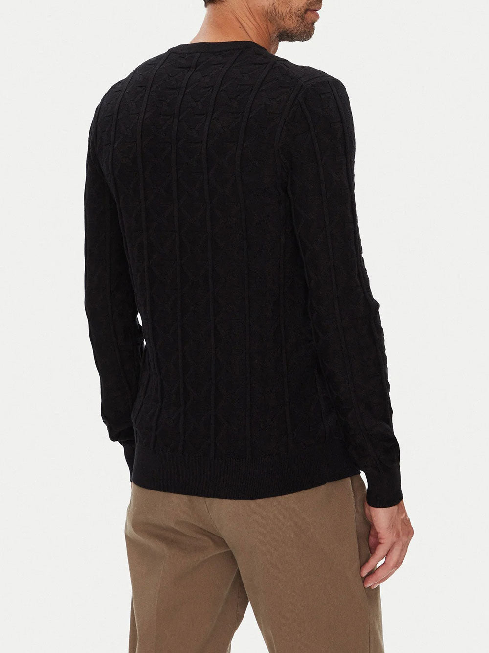 Pullover Guess Heron Monogram da Uomo - Nero