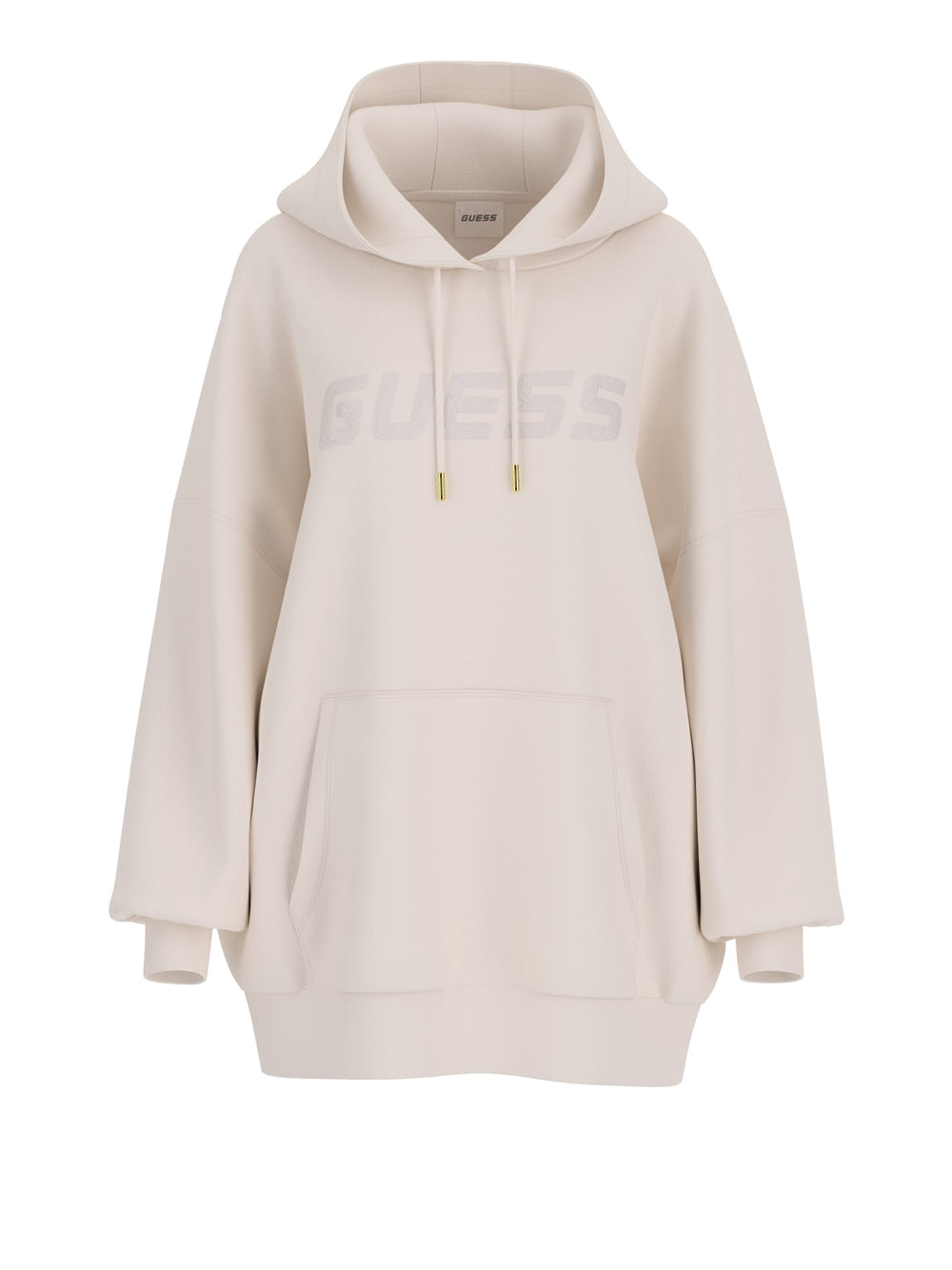 Felpa Cappuccio Guess Aelia Long Maxi da Donna - Bianco