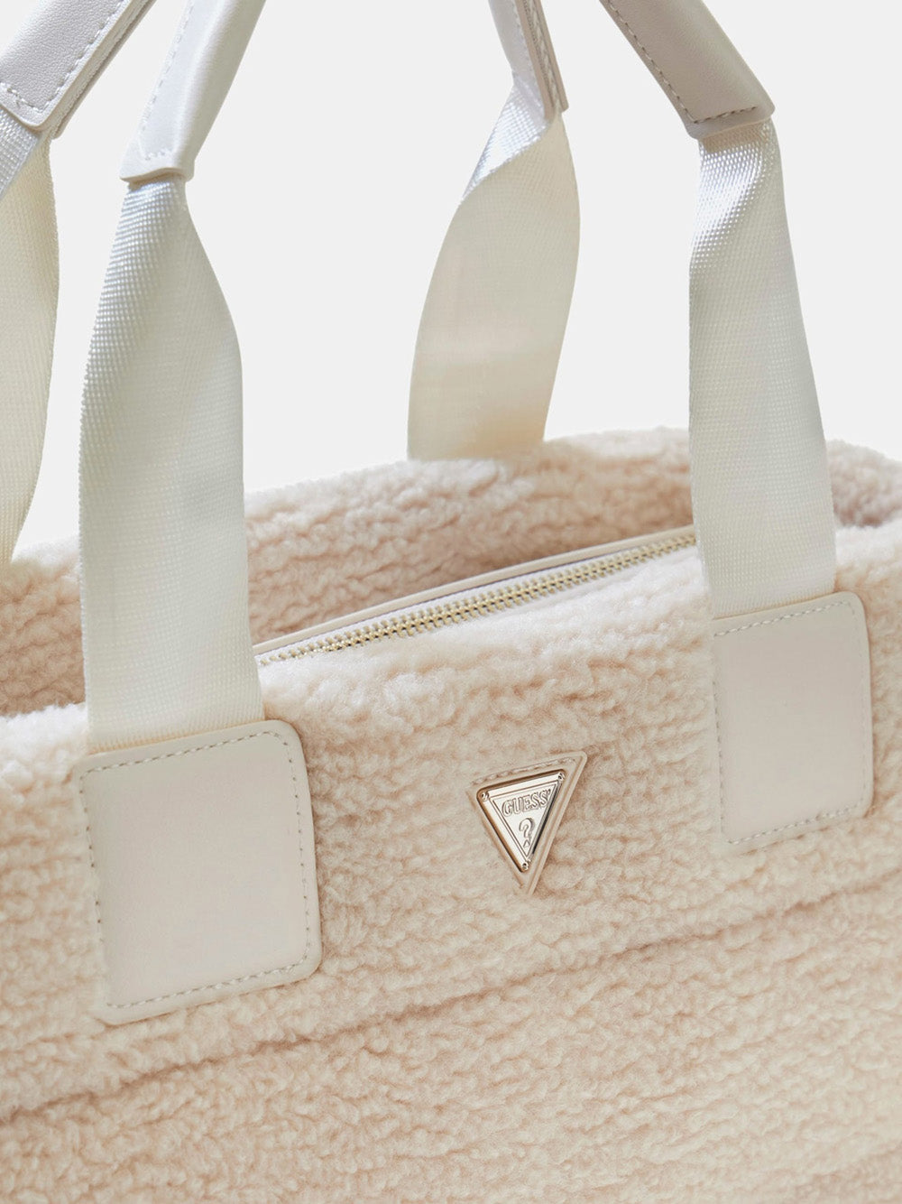 Borsa a Mano Guess Sherpa da Donna - Avorio