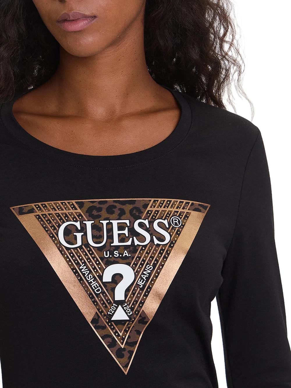 Guess T-shirt Manica Lunga Donna Mod. W5BI75 J1314 JBLK Nero