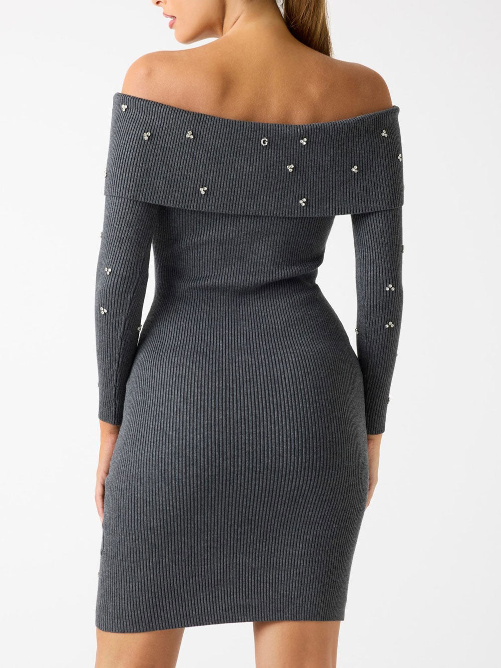 Vestito Mini Guess Off Shoulder Alisha da Donna - Grigio