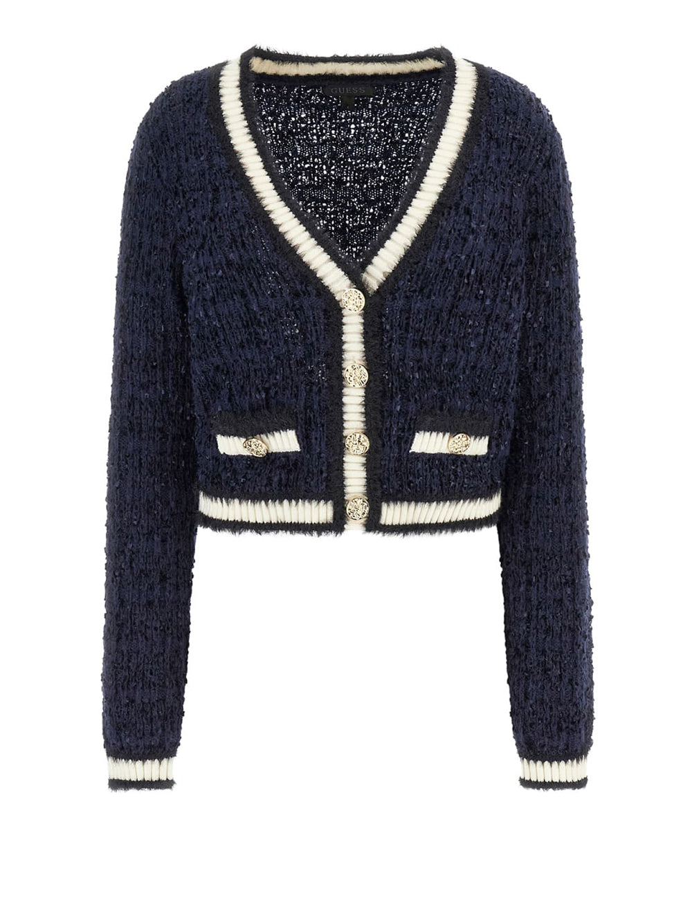 Cardigan Guess Aomori Tape Yarn da Donna - Blu