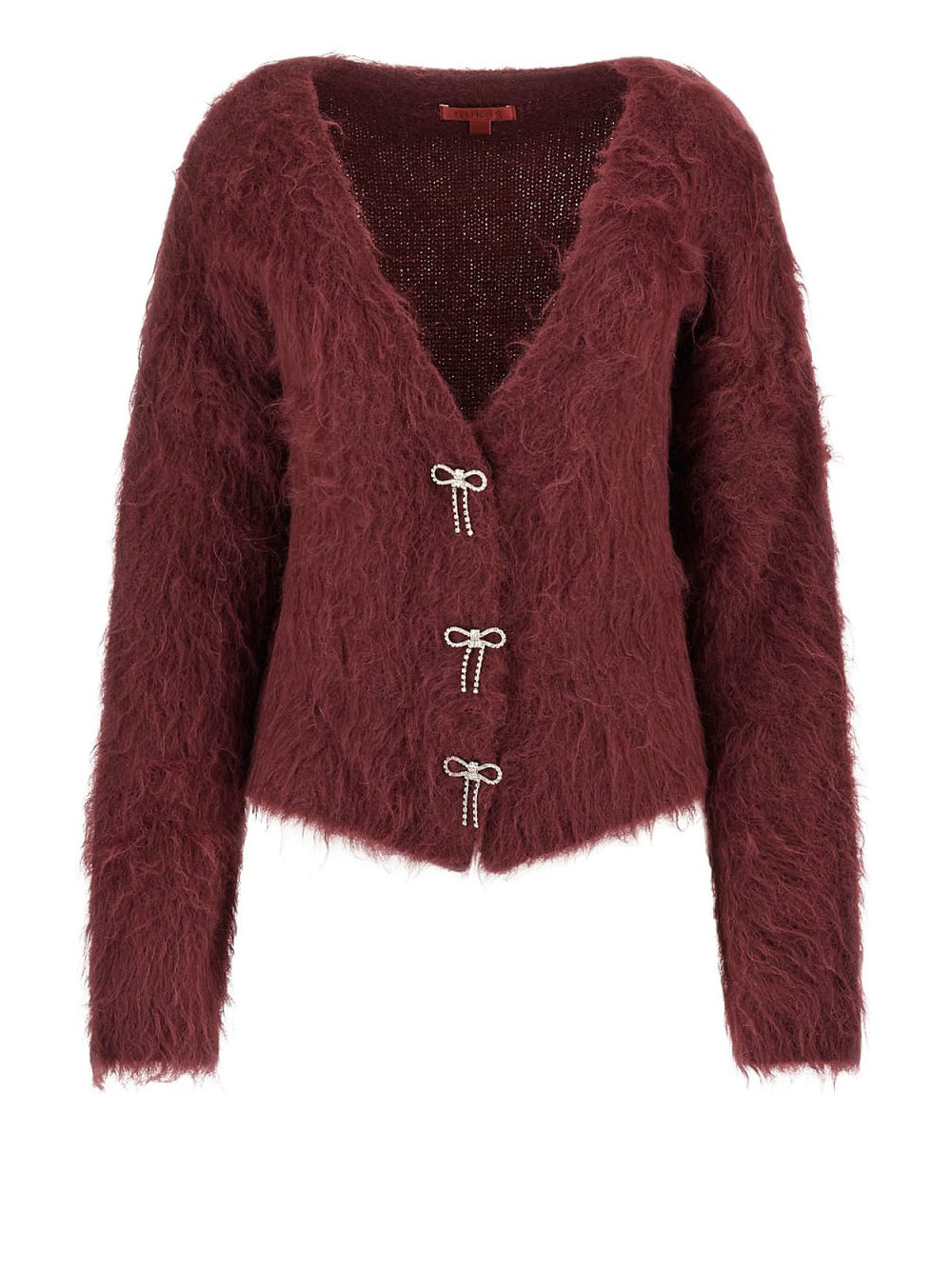 Cardigan Guess Tomiko Bow Button da Donna - Bordeaux
