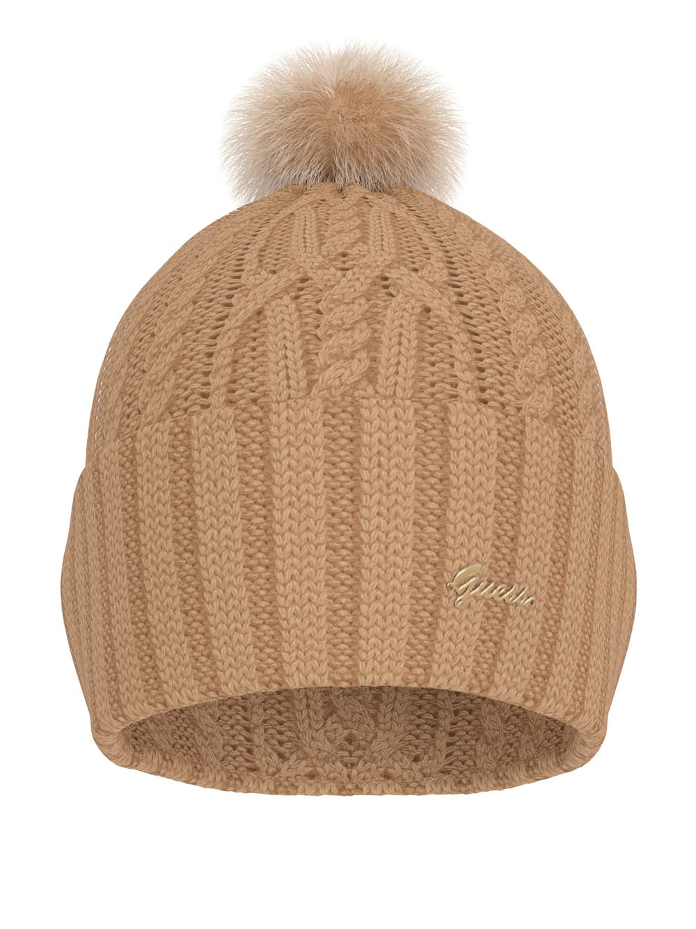 Berretto Guess Kendra Cable da Donna - Beige