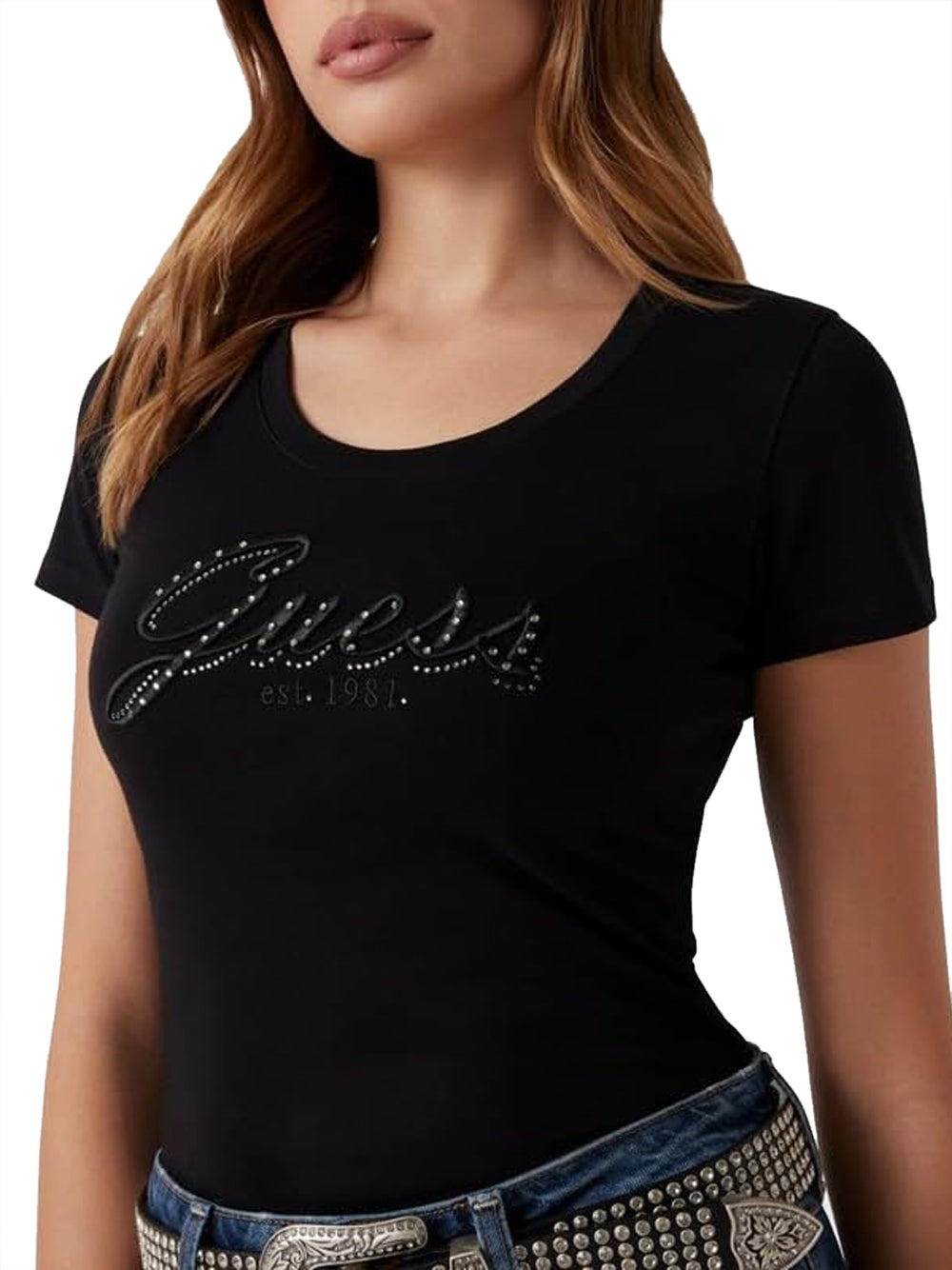 Guess T-shirt Donna Mod. W5YI46 J1314 JBLK Nero