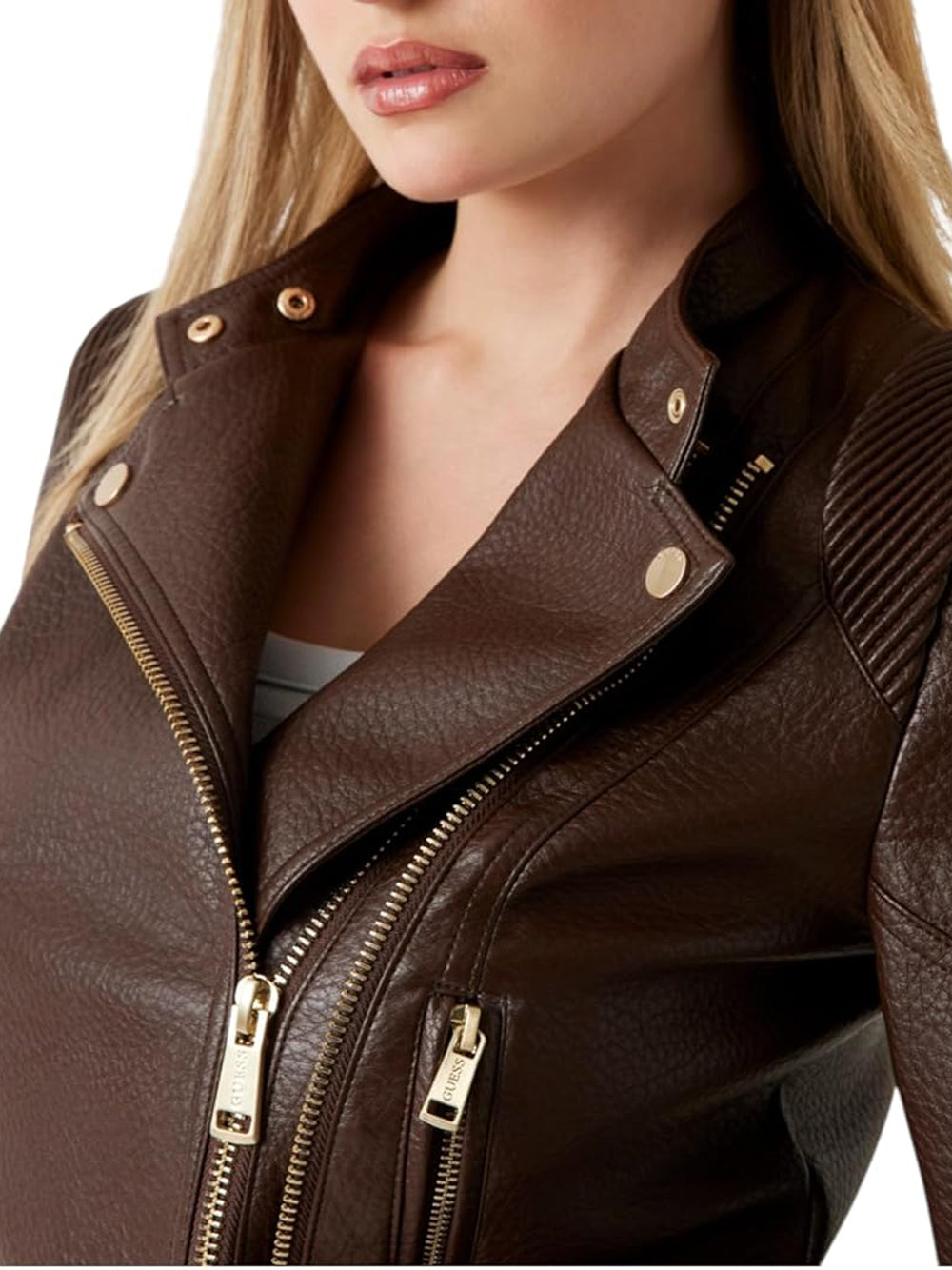 Guess Giubbotto pelle Donna Mod. W5YL19 WHDS0 FN09 Moro Marrone