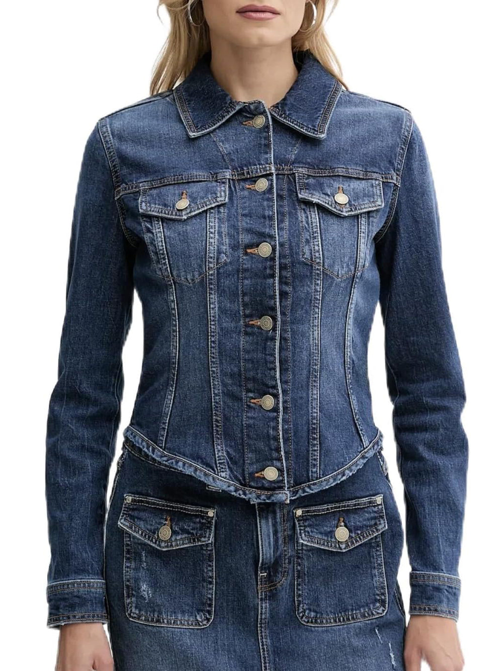 Guess Giubbotto corto Donna Mod. W5YN49 D5QP4 TGLG Denim Blu